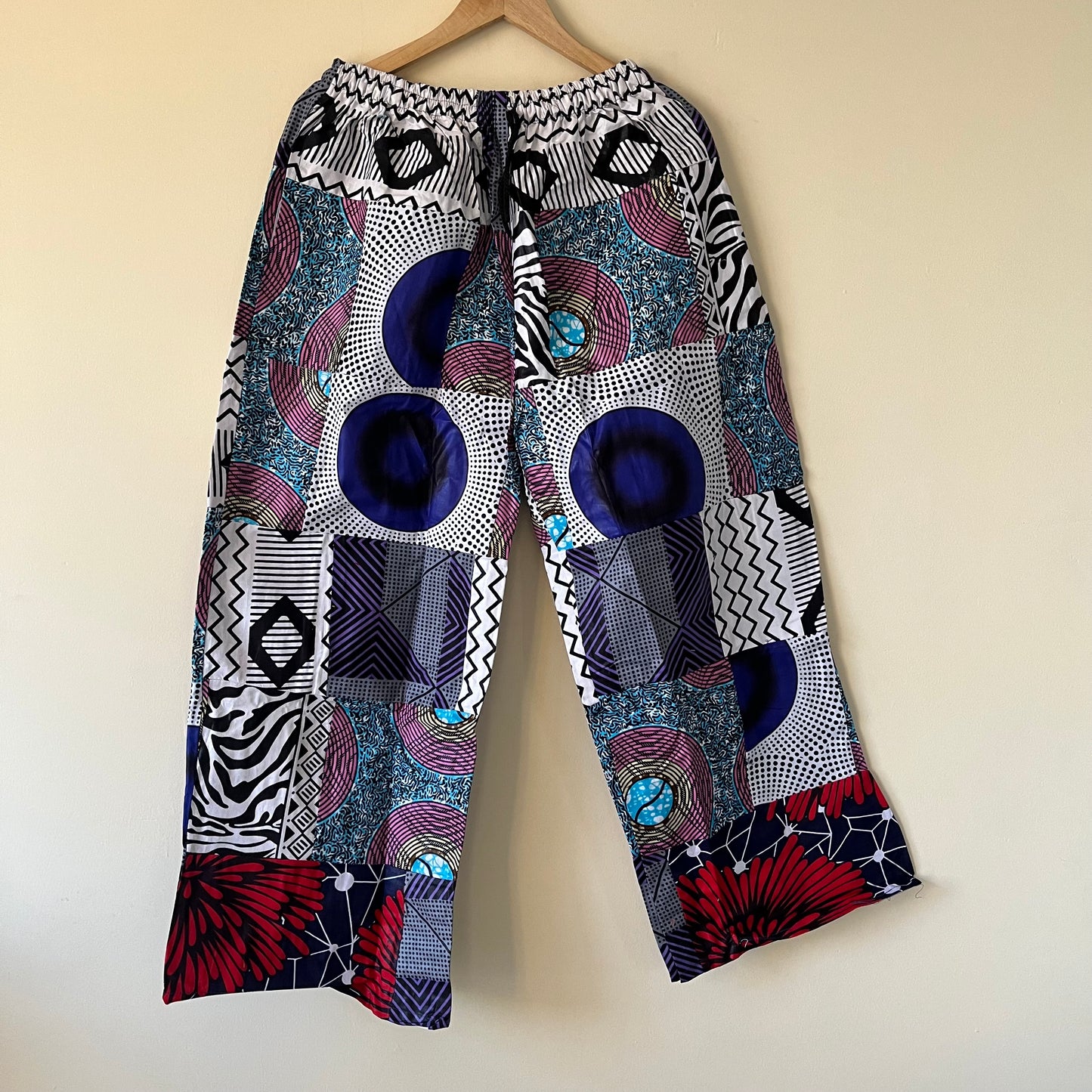 Cotton Patchwork Pants - B&W (Palazzo Style)