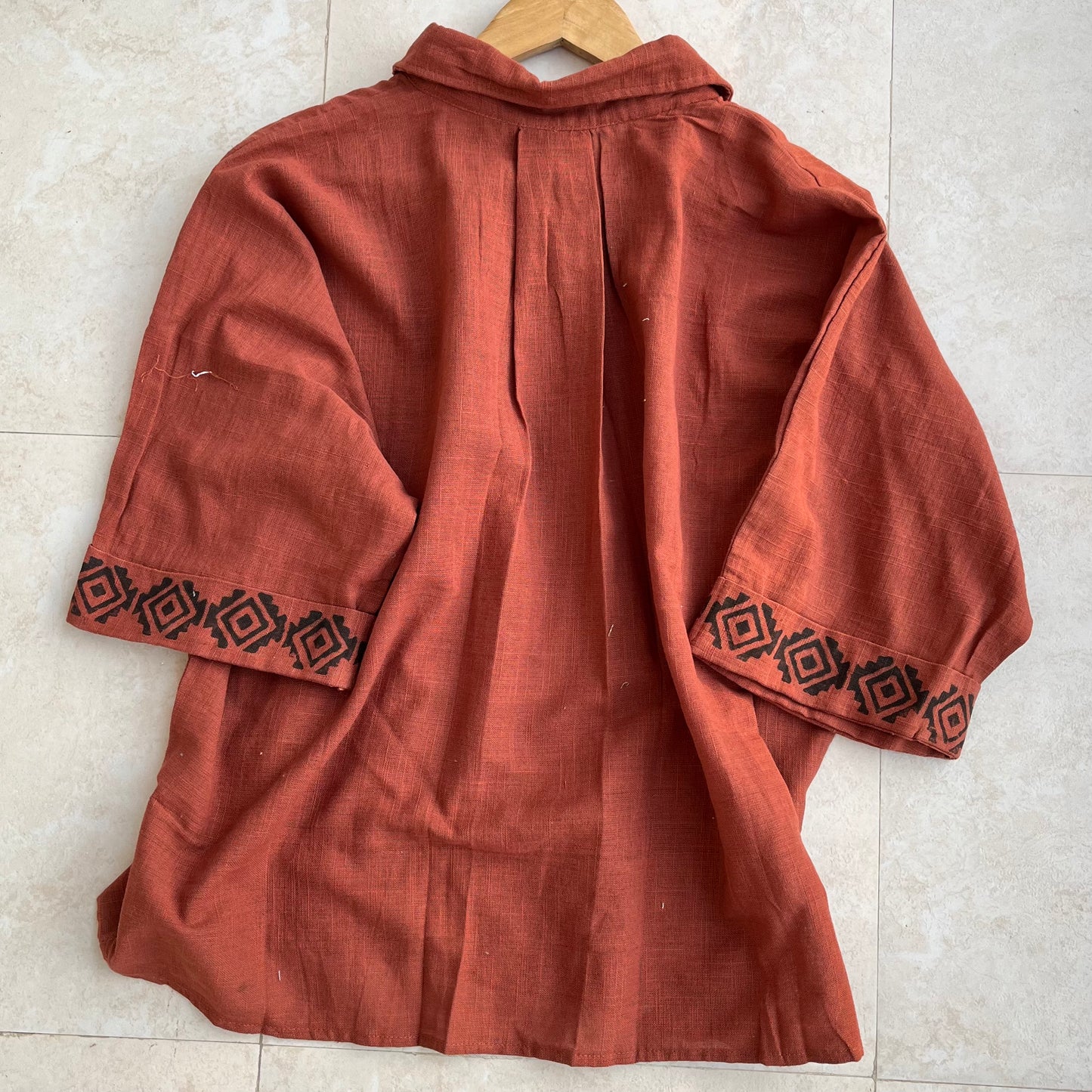 Rahgir Cotton Unisex Shirt - Rust Orange