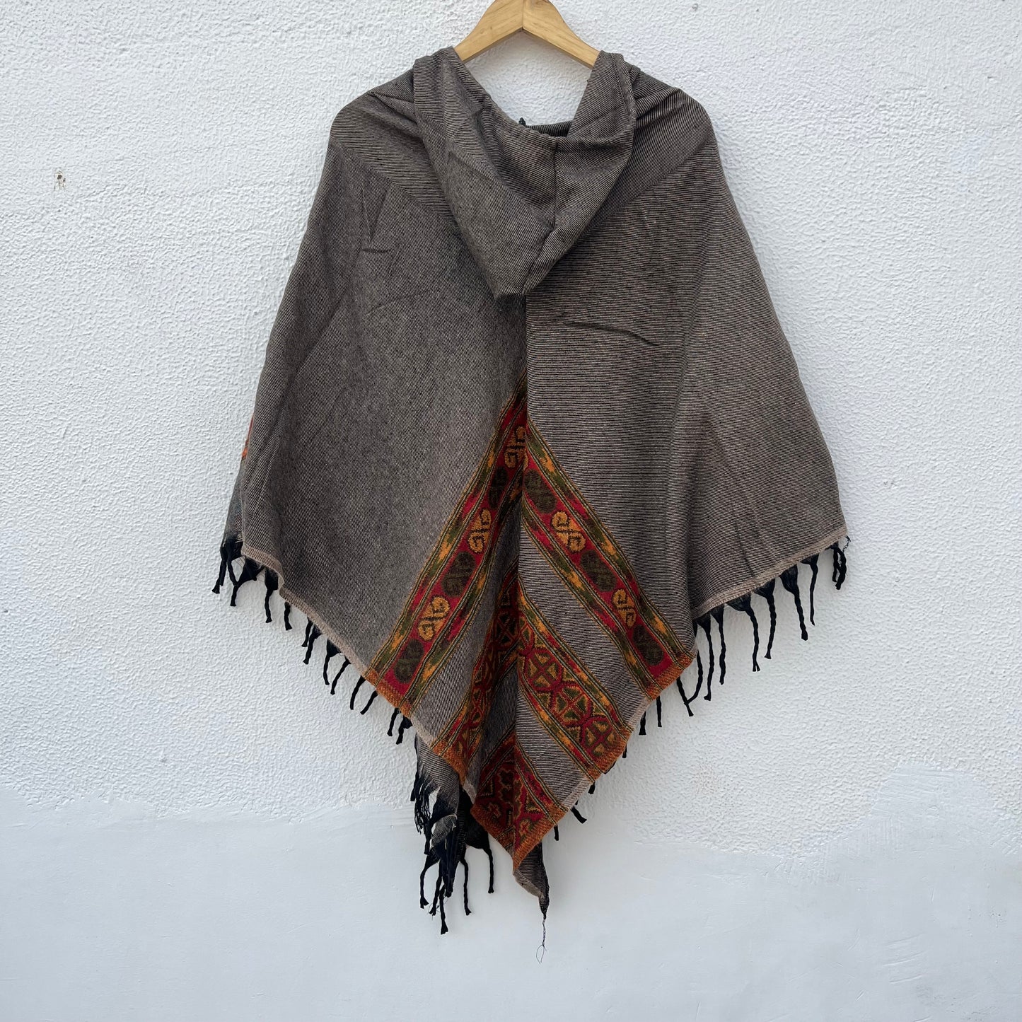 Pahadi Poncho 3 Patti with Hood - Brown