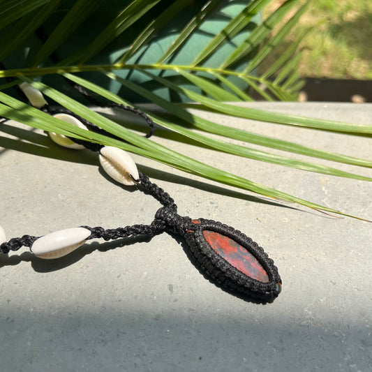 Bohemian shell Necklace - Mahogany Obsidian