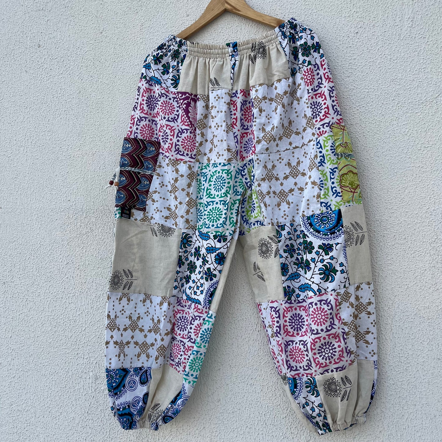 Cotton Patchwork Pants - White