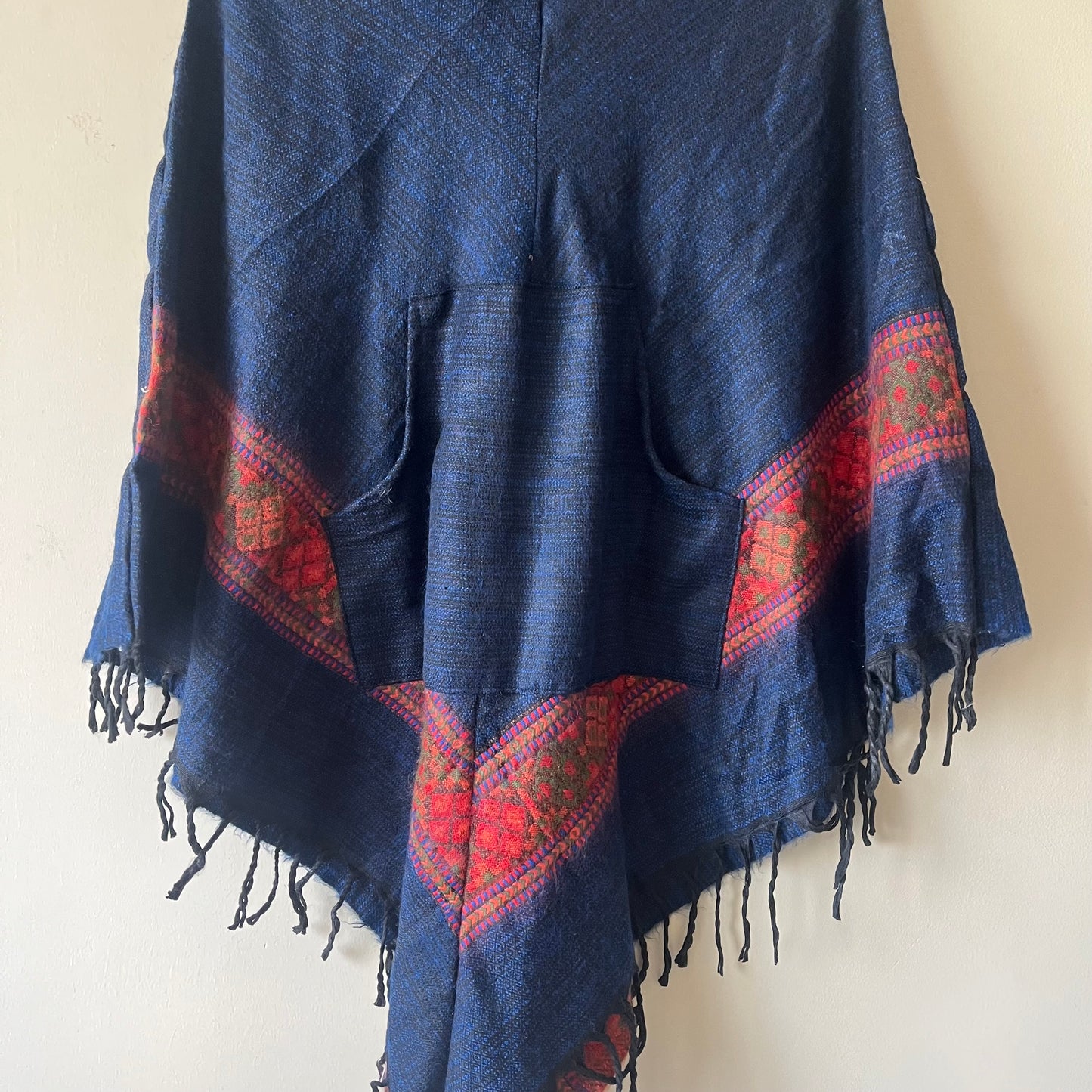 Pahadi Kullu Poncho- Navy Blue