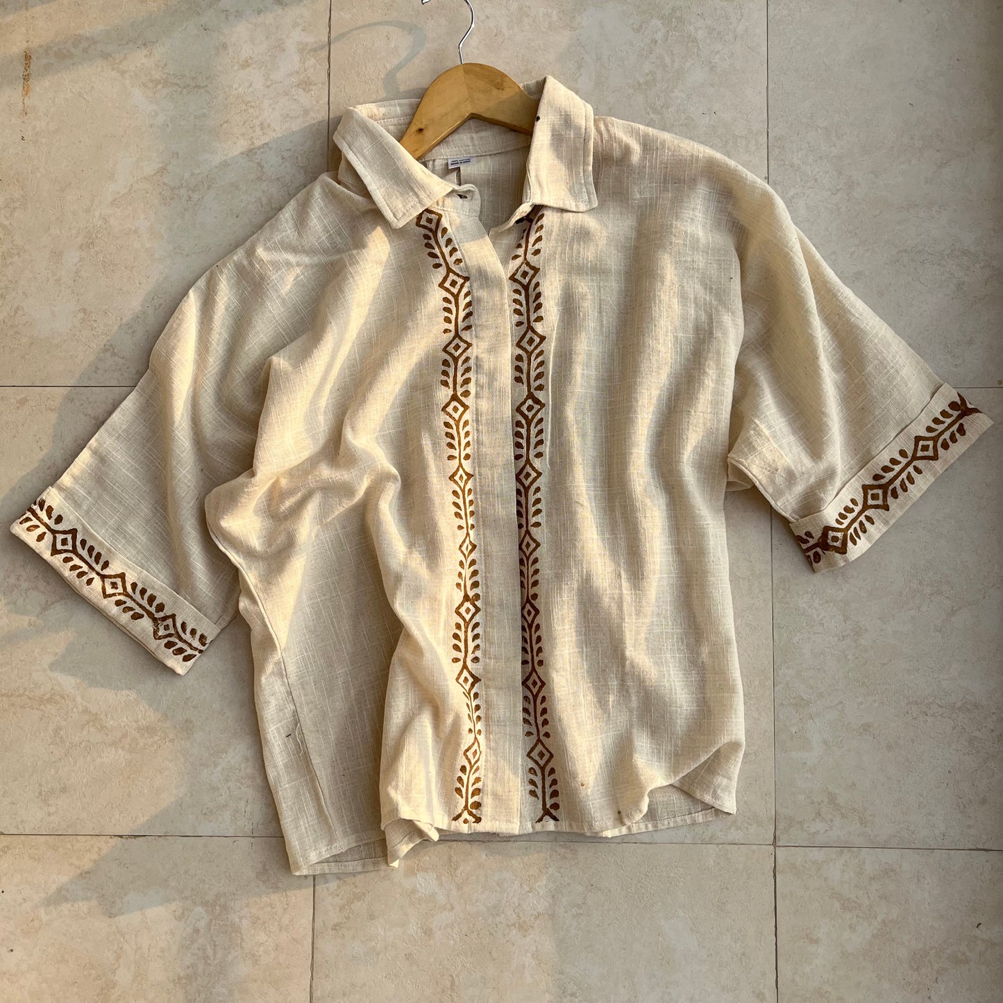 Rahgir Cotton Unisex Shirt - Warm Cream