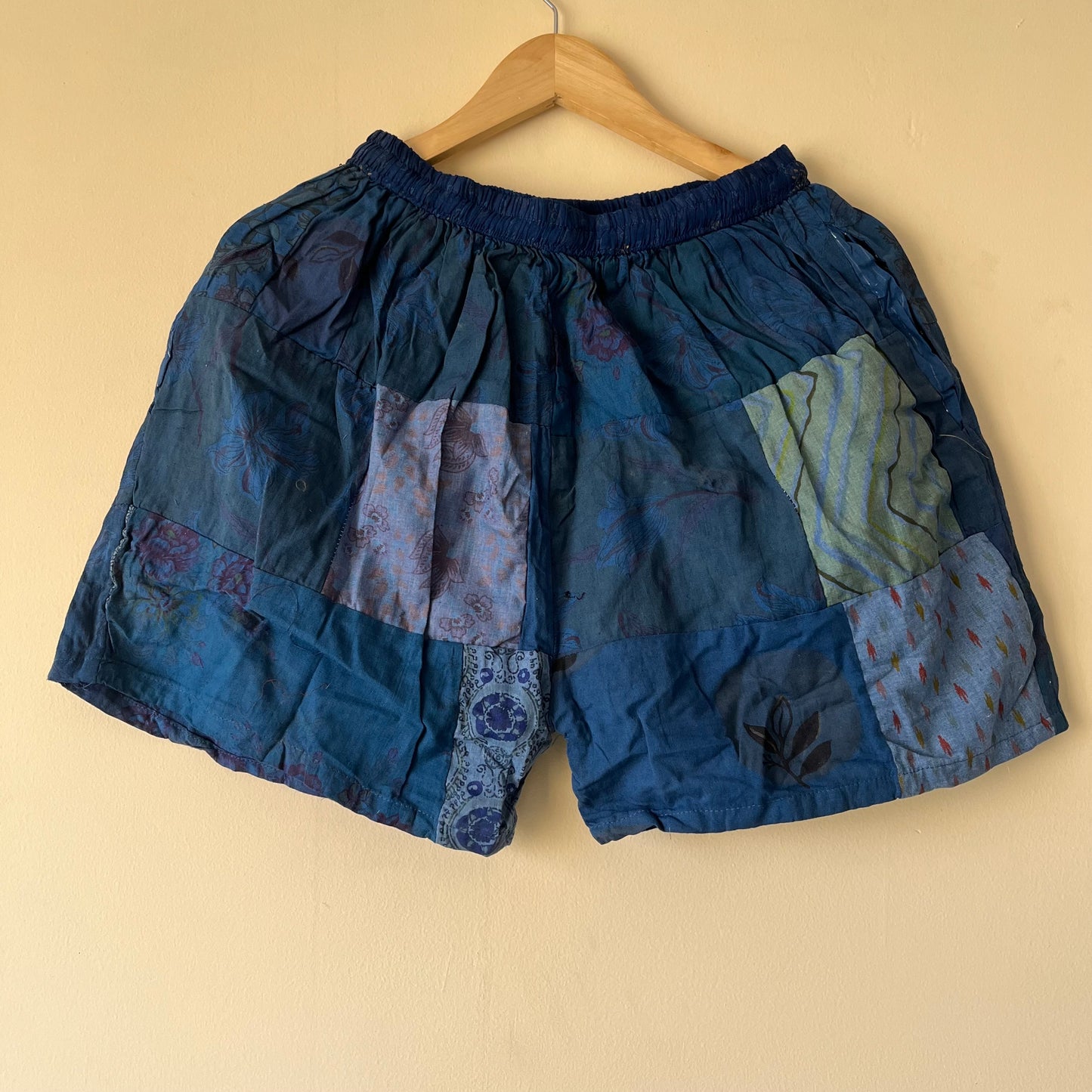 Patchwork Shorts -Blue