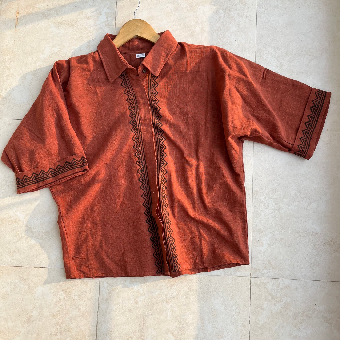 Rahgir Cotton Shirt - Rust Orange