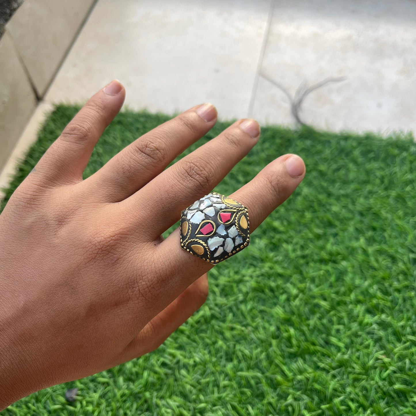 Retro Laakh Adjustable Ring