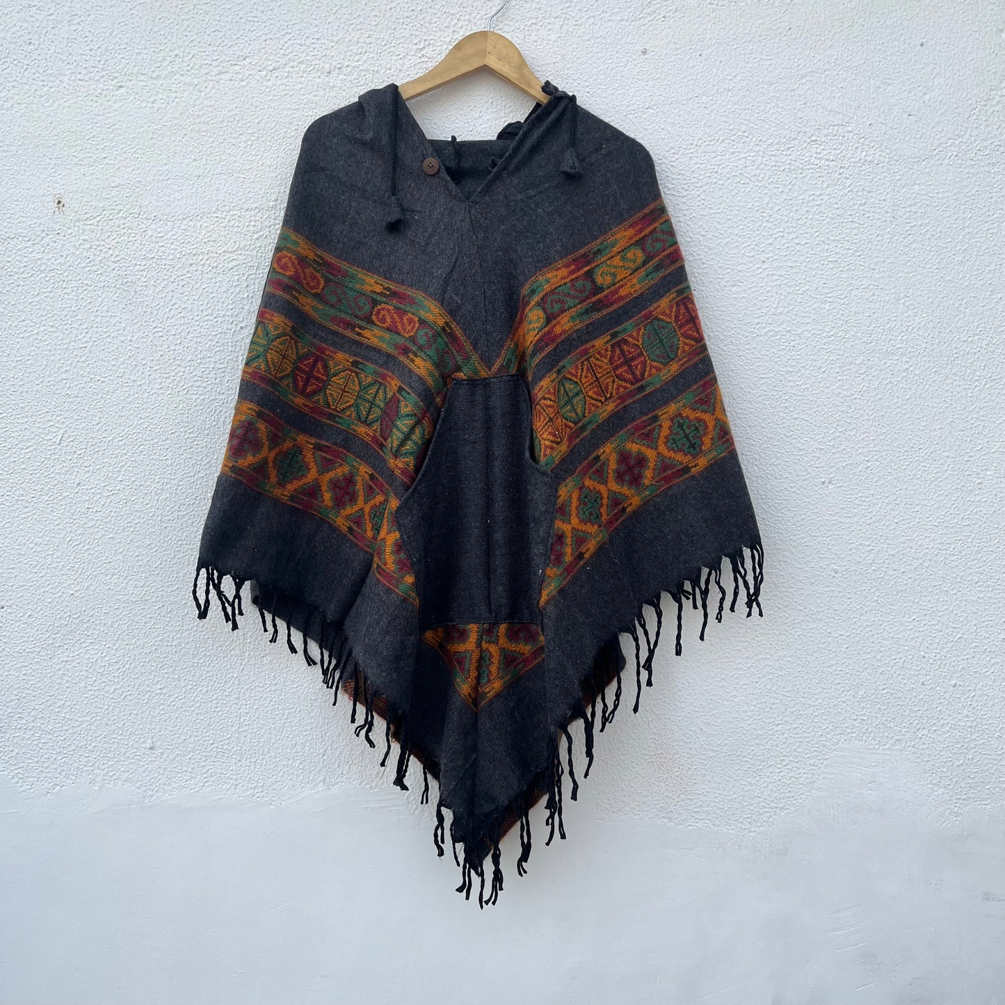 Pahadi Poncho 3 Patti with Hood - Charcoal