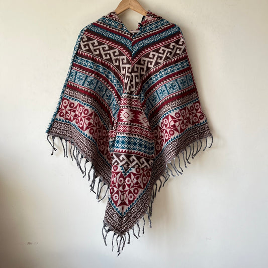 Pahadi Printed Poncho With Hood