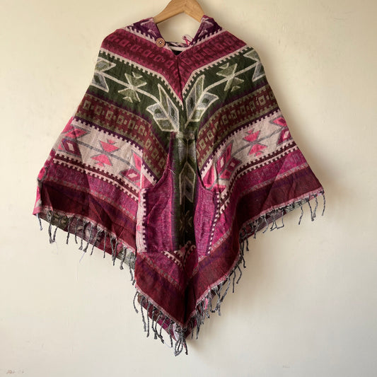 Pahadi Printed Poncho With Hood