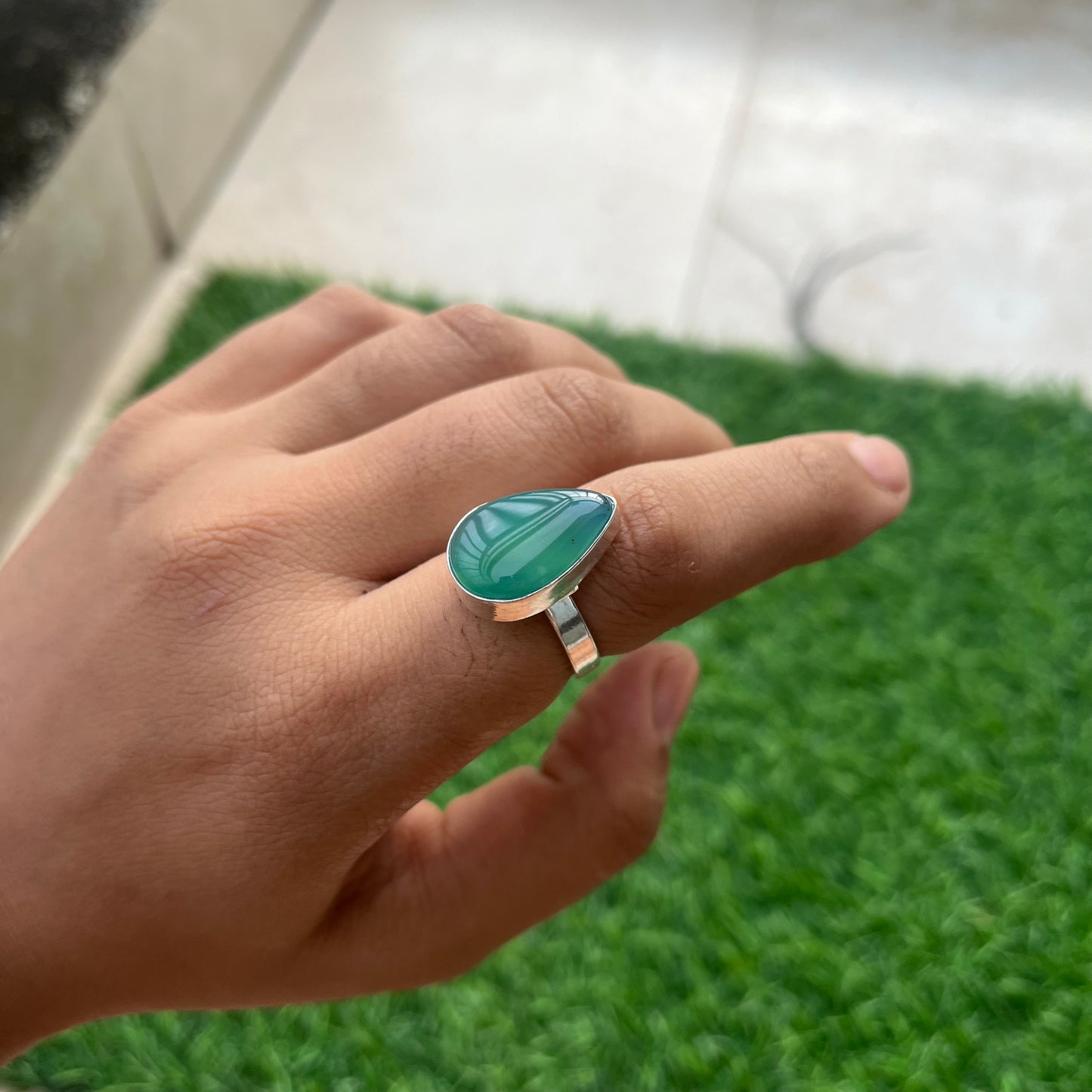 Green Onyx Adjustable Ring