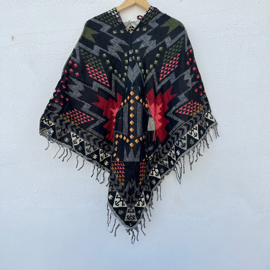 Pahadi Printed Poncho With Hood