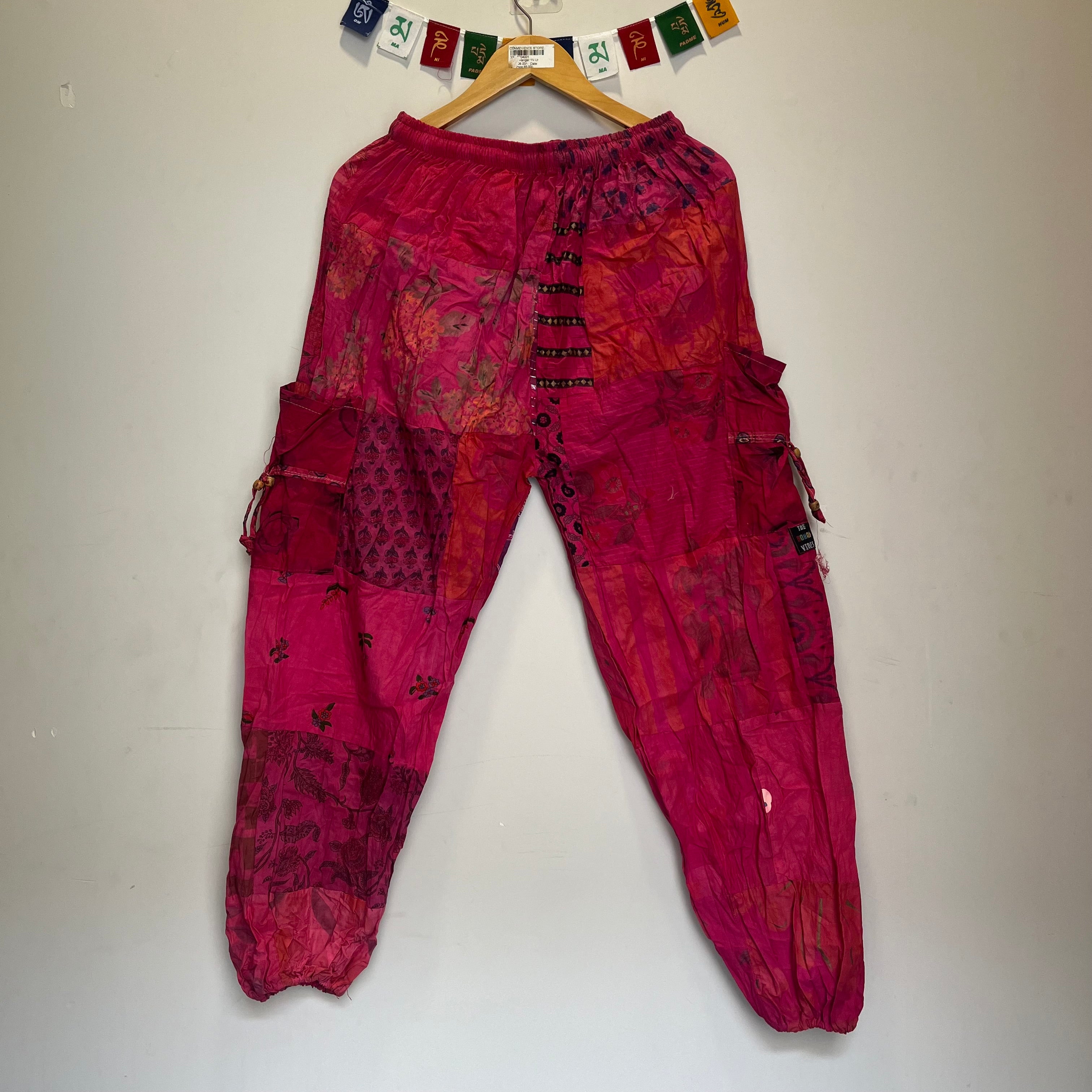Cotton Patchwork Pants - Pink
