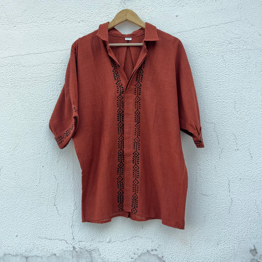 Rahgir Cotton Unisex Shirt 2.0 - Rust Orange