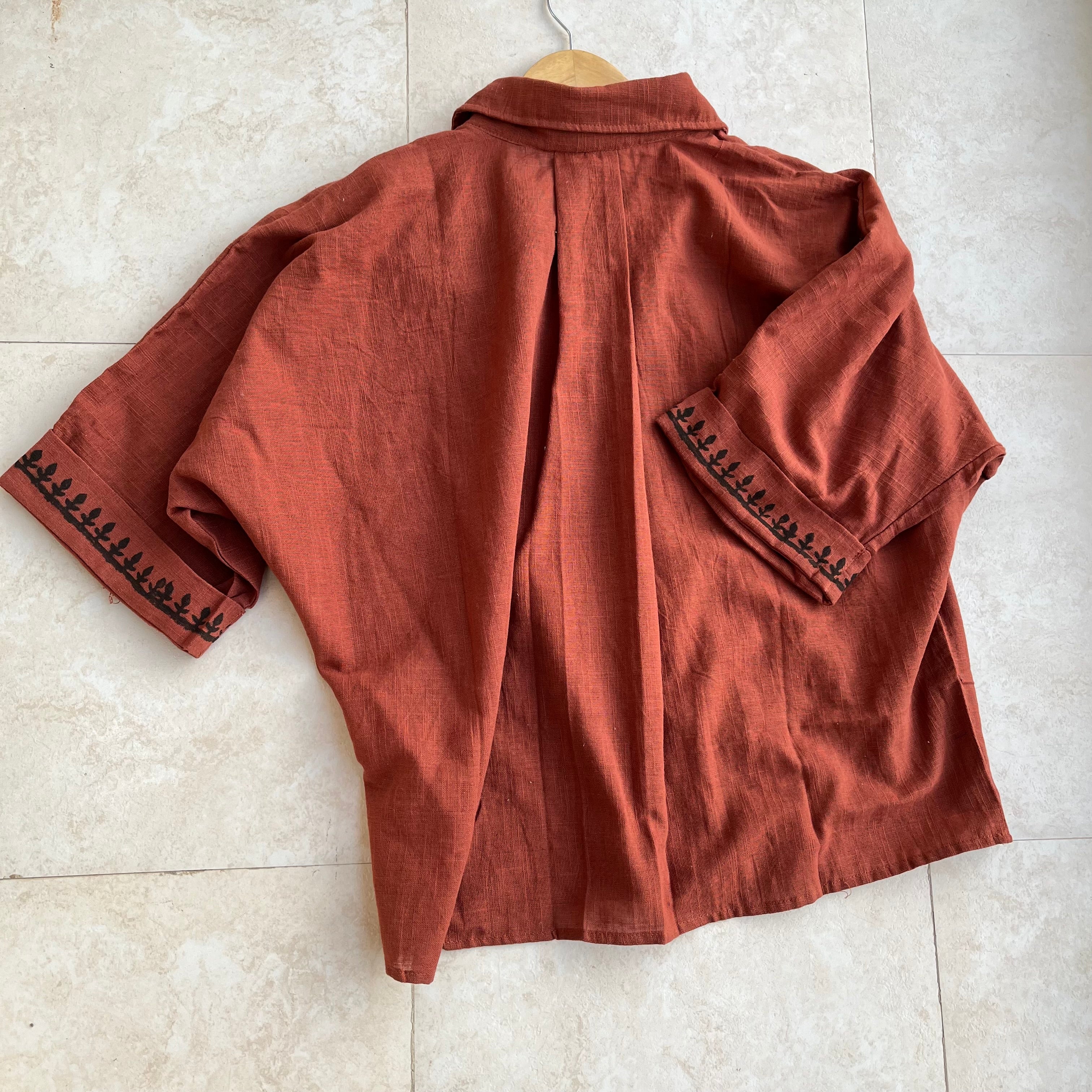 Rahgir Cotton Shirt - Rust Orange