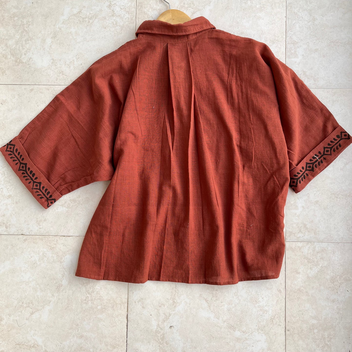 Rahgir Cotton Shirt - Rust Orange