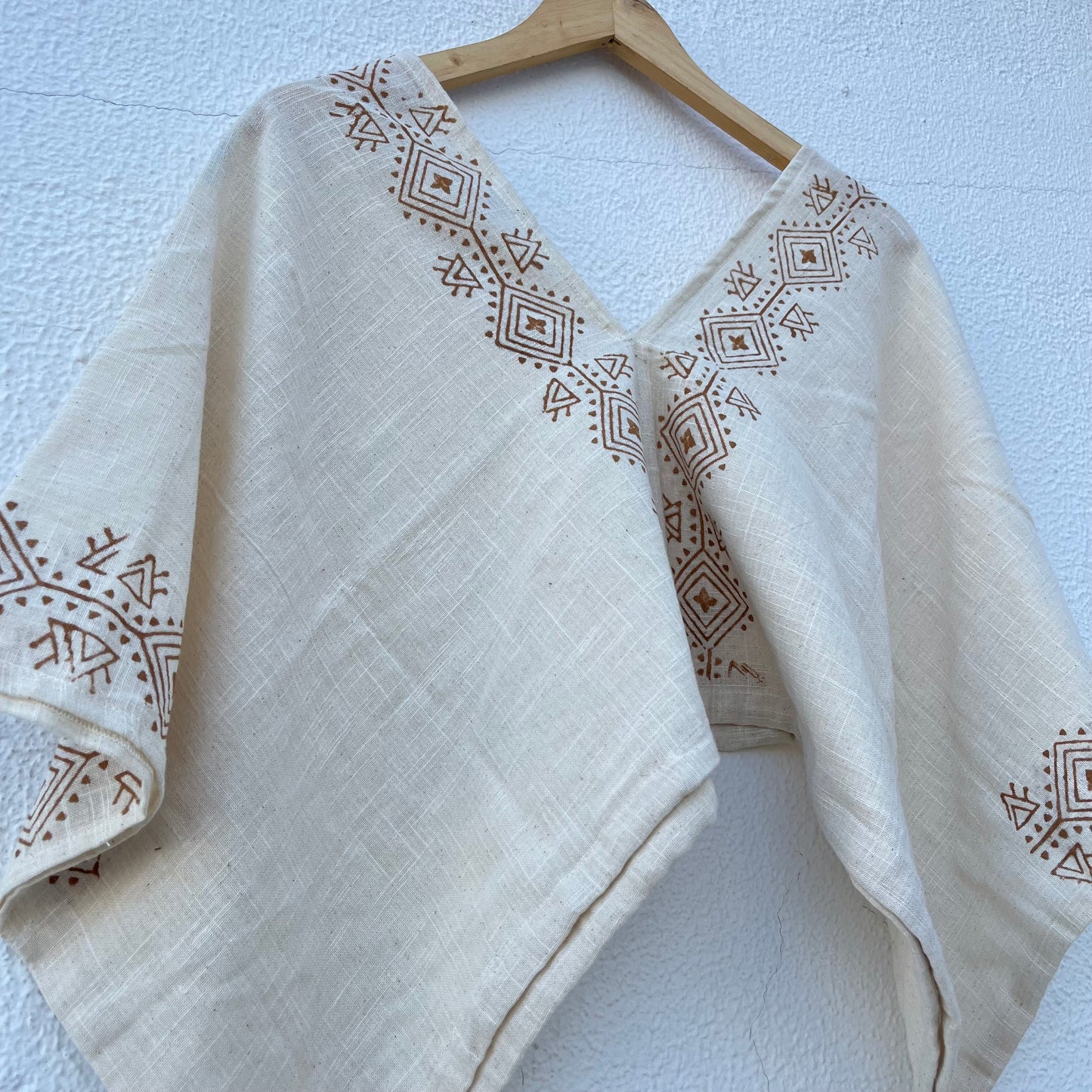 Zyra V-Neck Cotton Top - Warm Cream