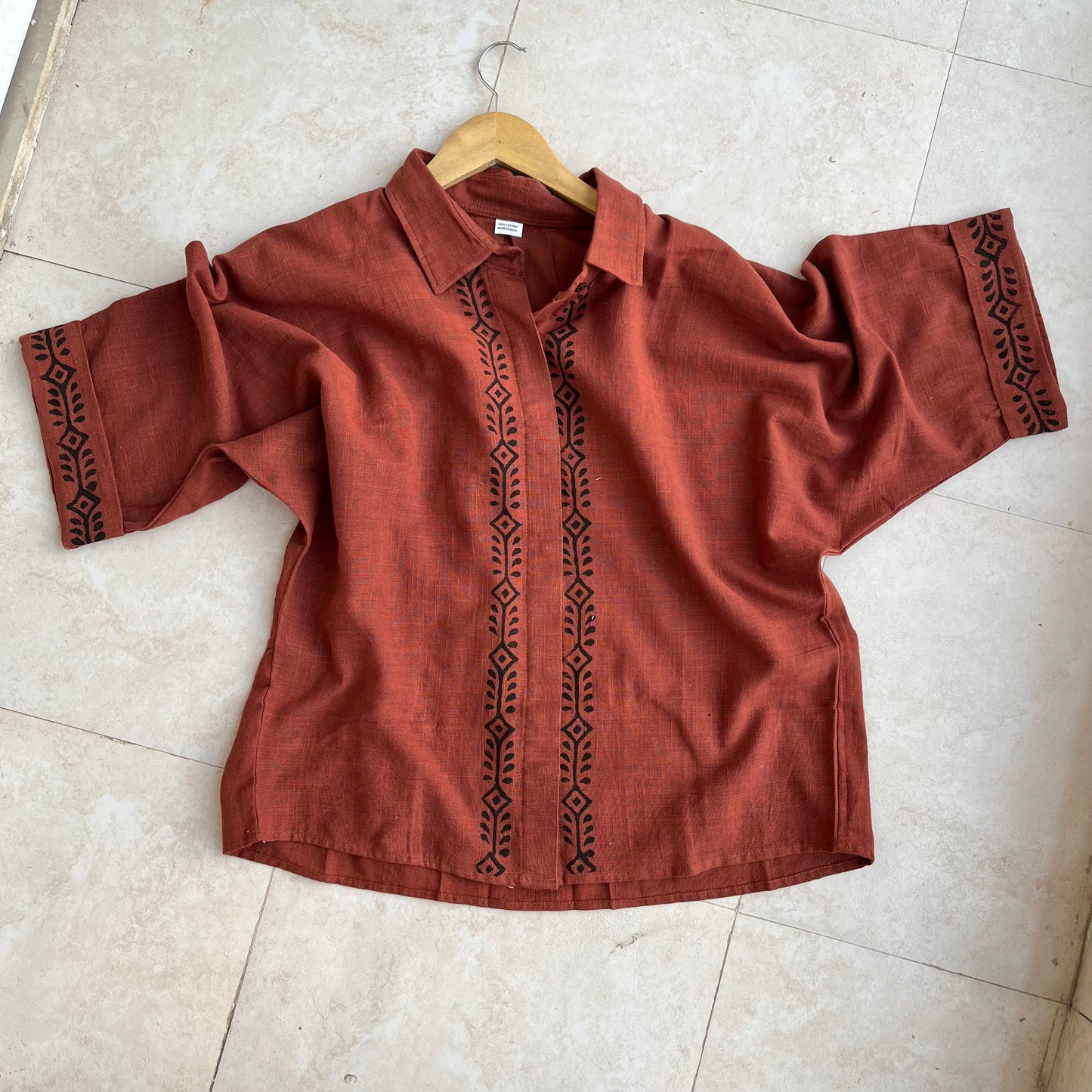Rahgir Cotton Shirt - Rust Orange