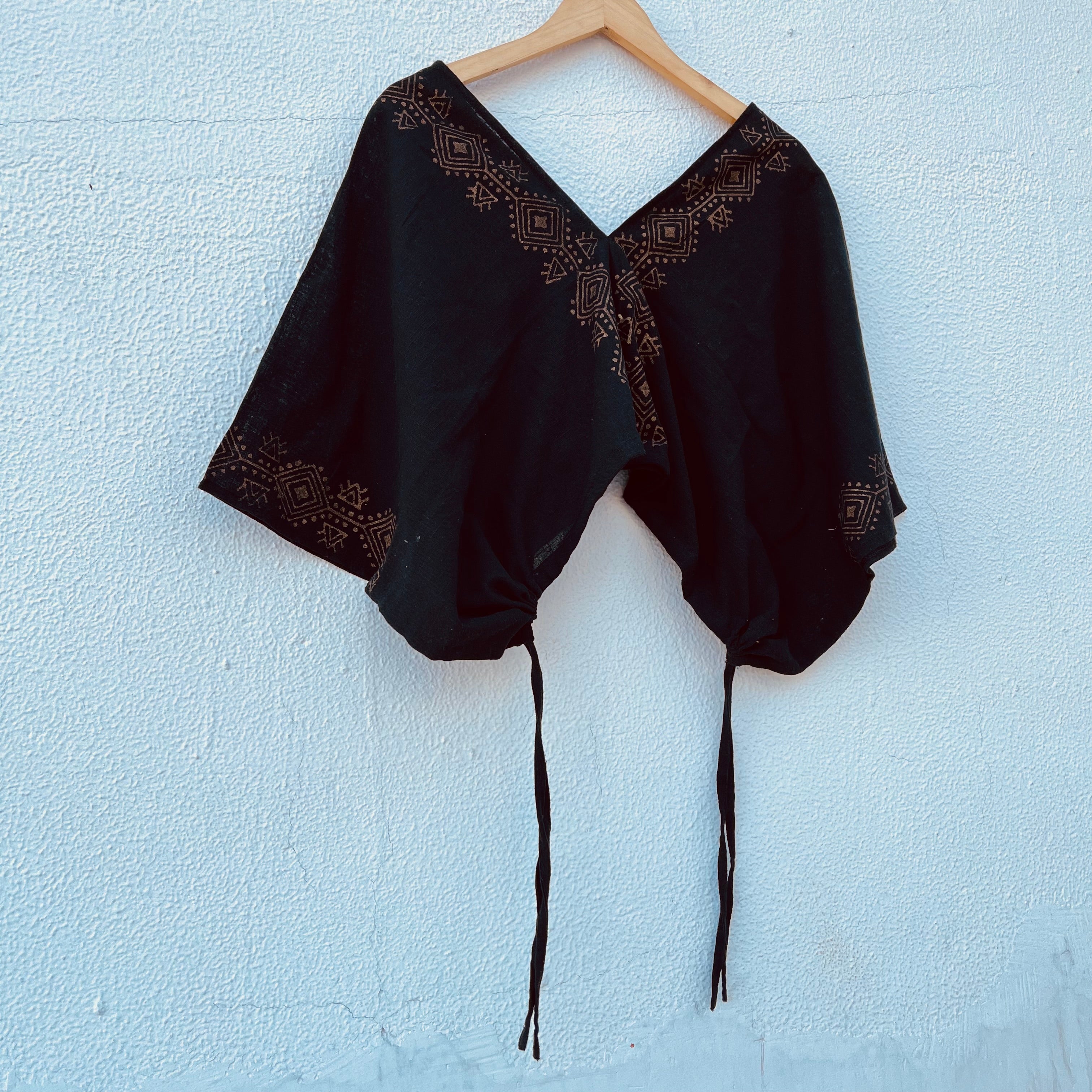 Zyra V-Neck Cotton Top - Midnight