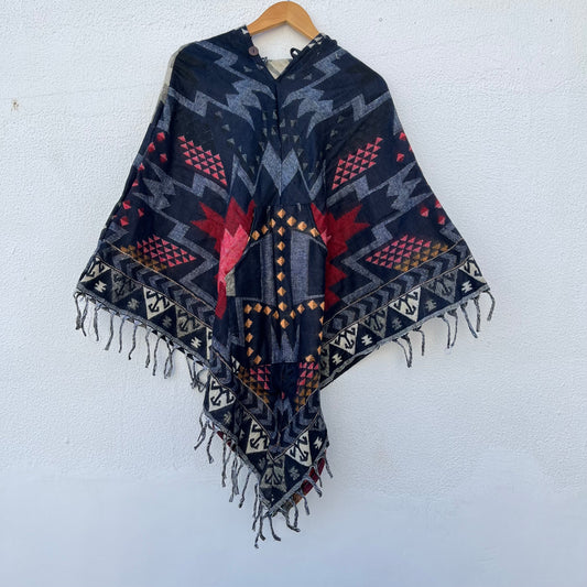 Pahadi Printed Poncho With Hood