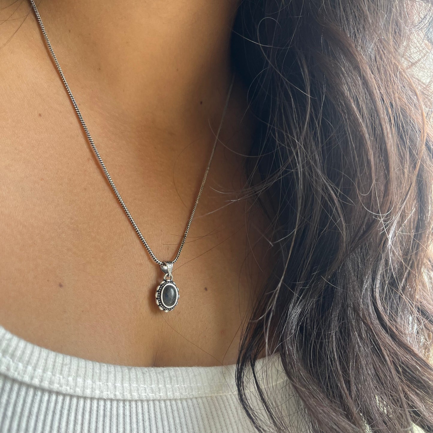 Hematite Stone Pendant & Chain