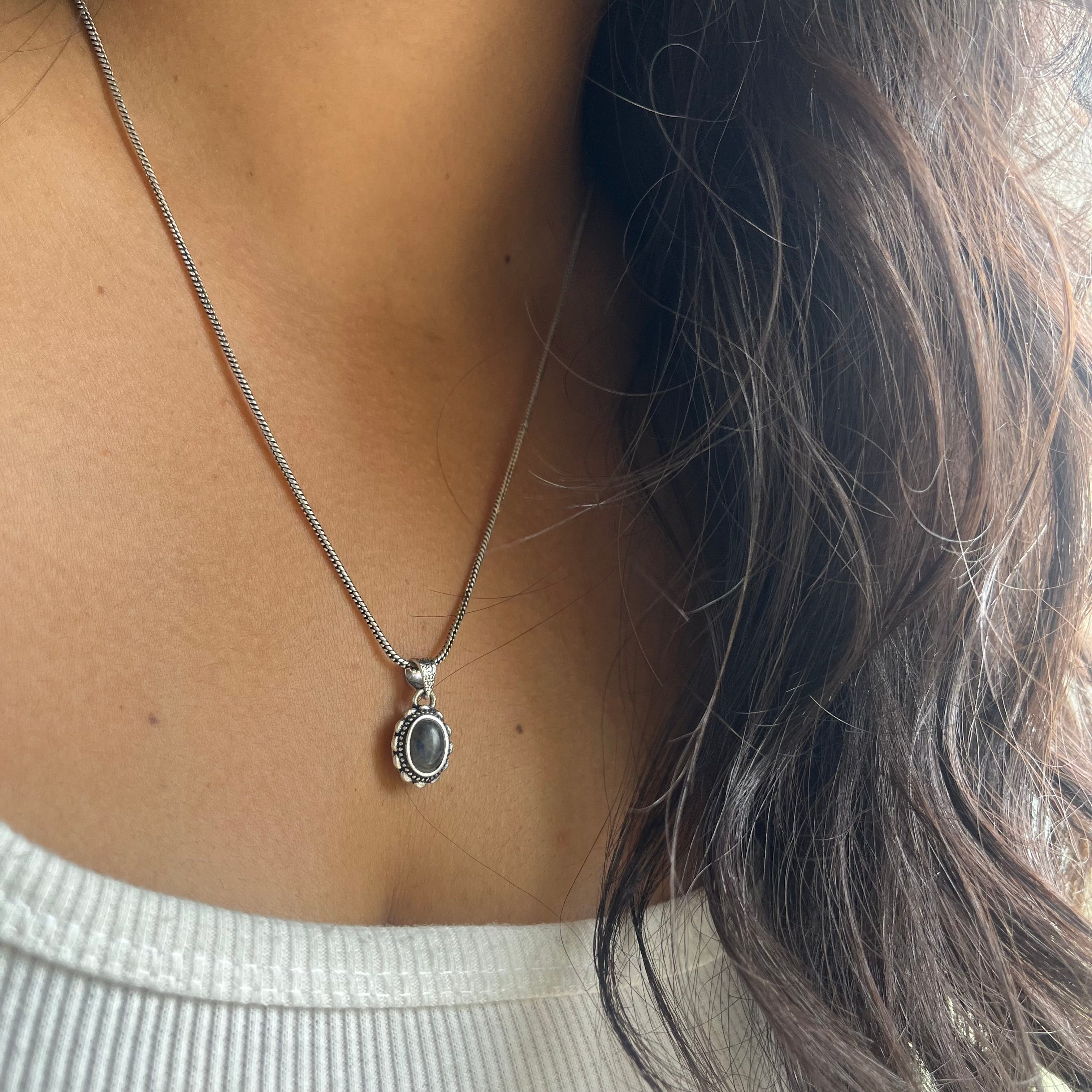 Hematite Stone Pendant & Chain