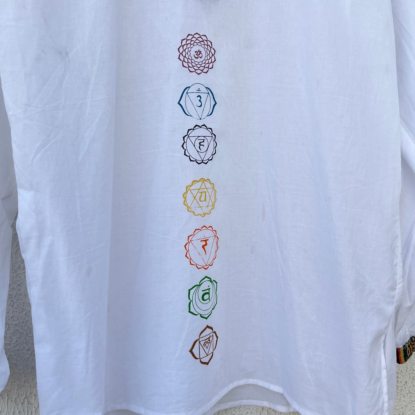 7 Chakra Kurta - White (Mulicolour Chakra)