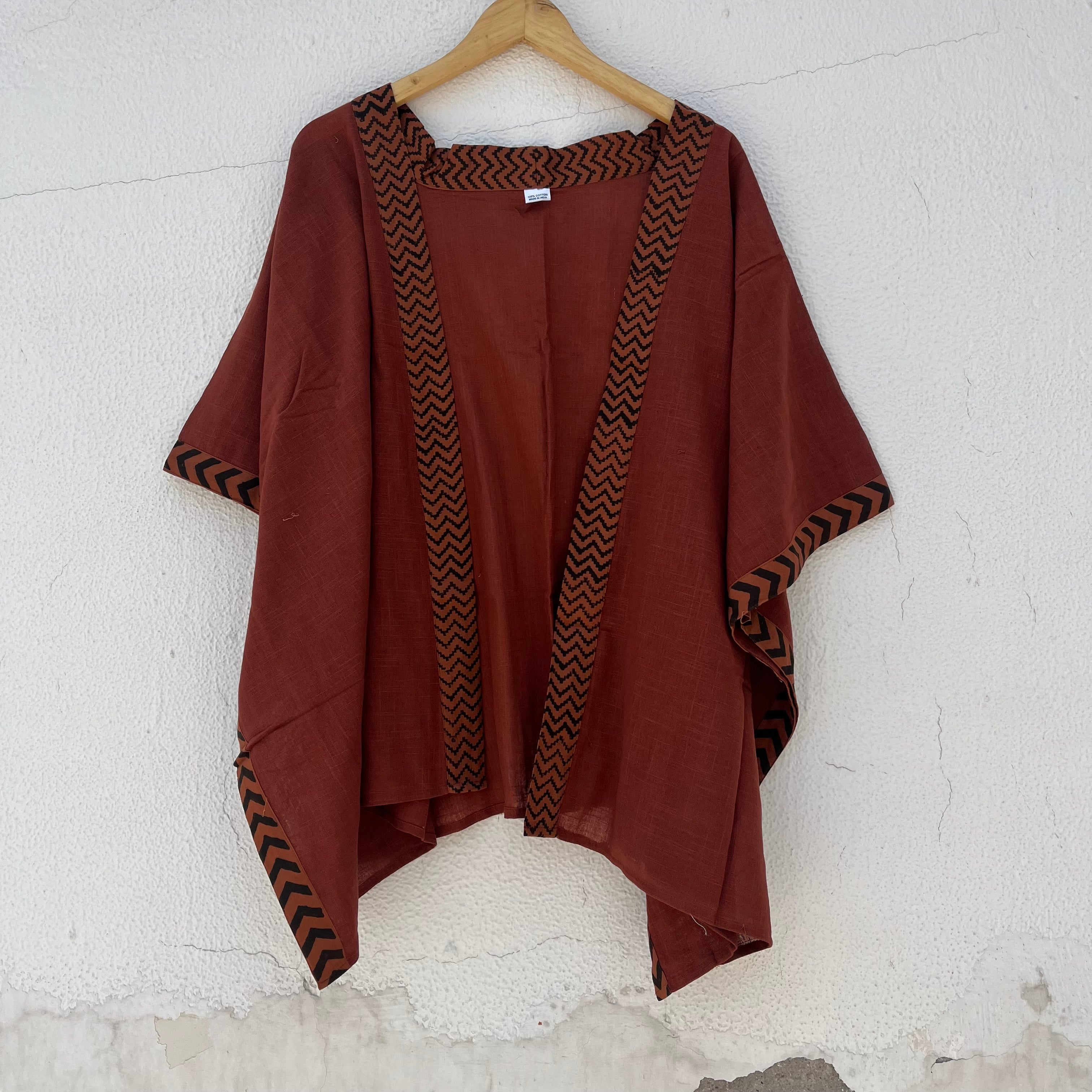 Karwaan Kaftan Cotton Shrug- Rust Orange