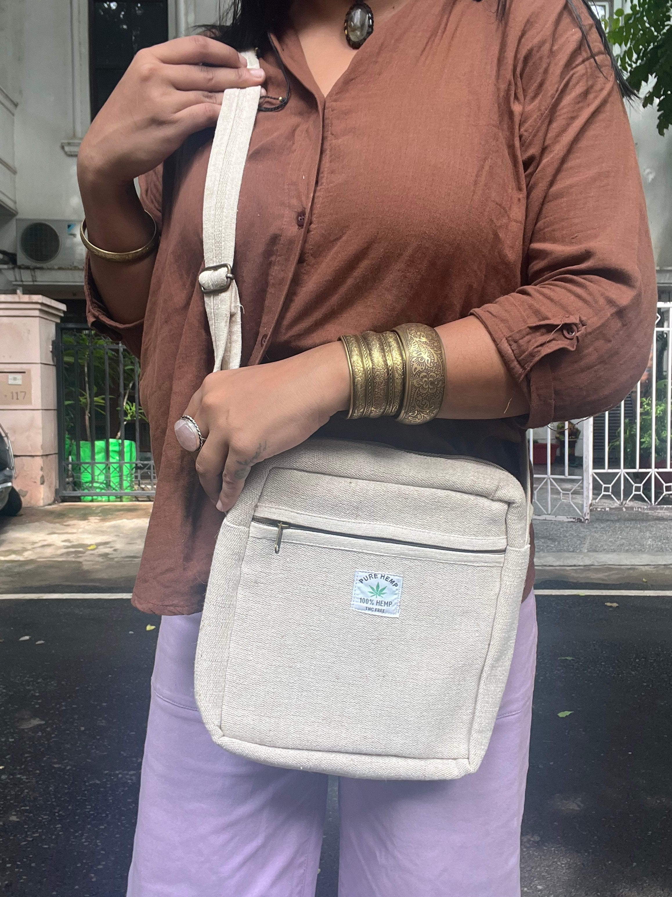 Square Sling Bag - Beige