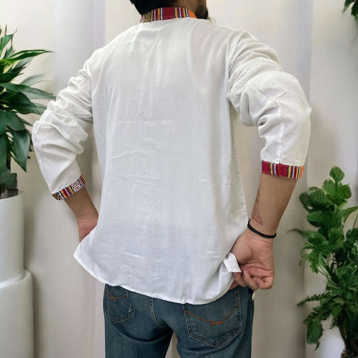 7 Chakra Kurta - White with Pocket