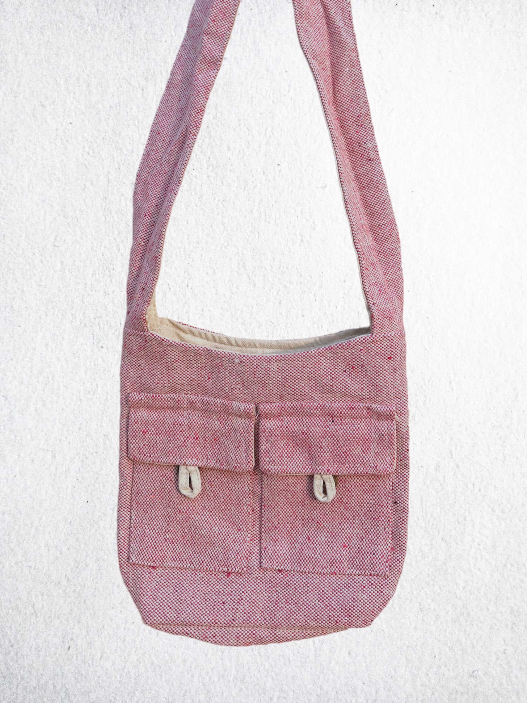 Small Hemp Jhola - Rose Pink