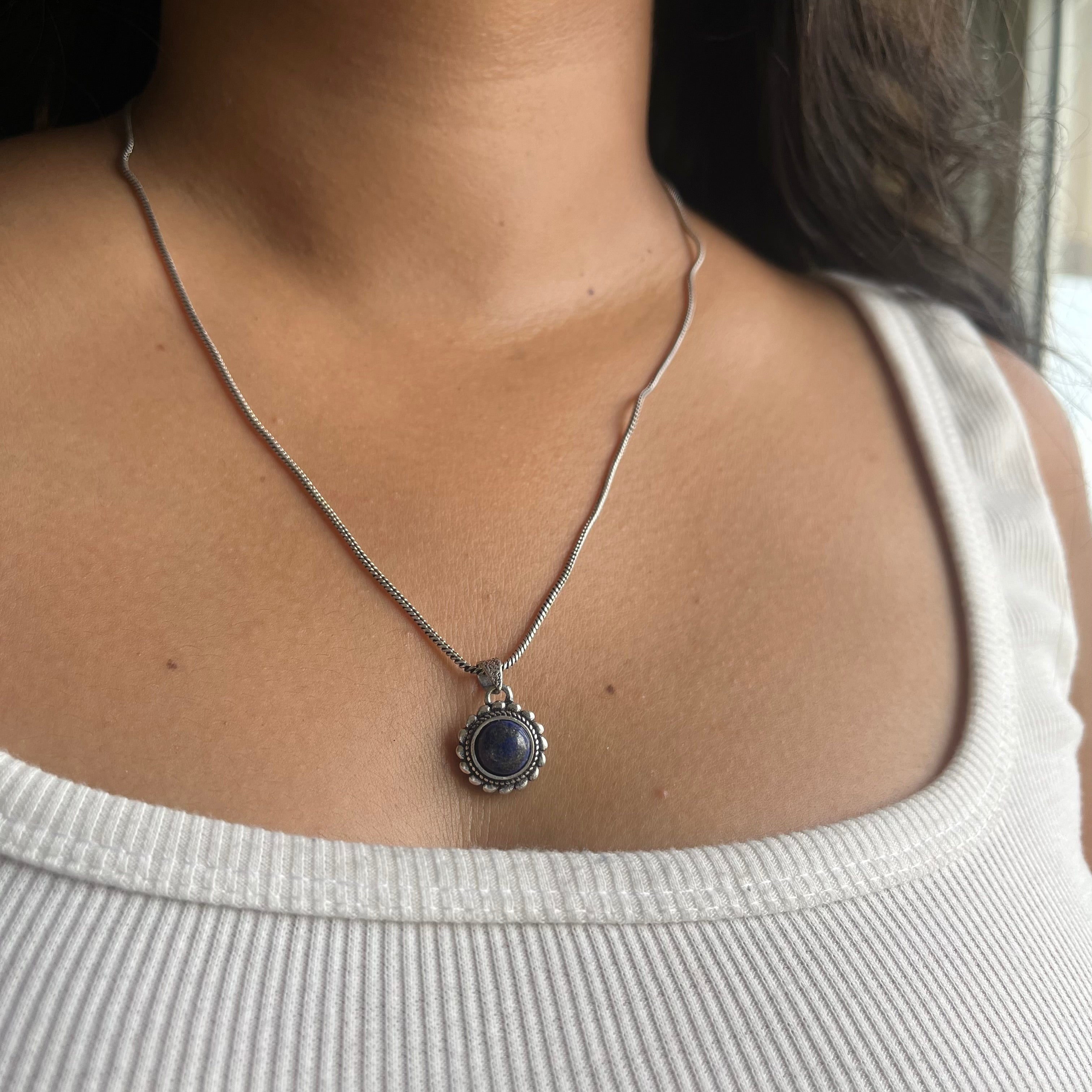Lapis Stone Pendant & Chain