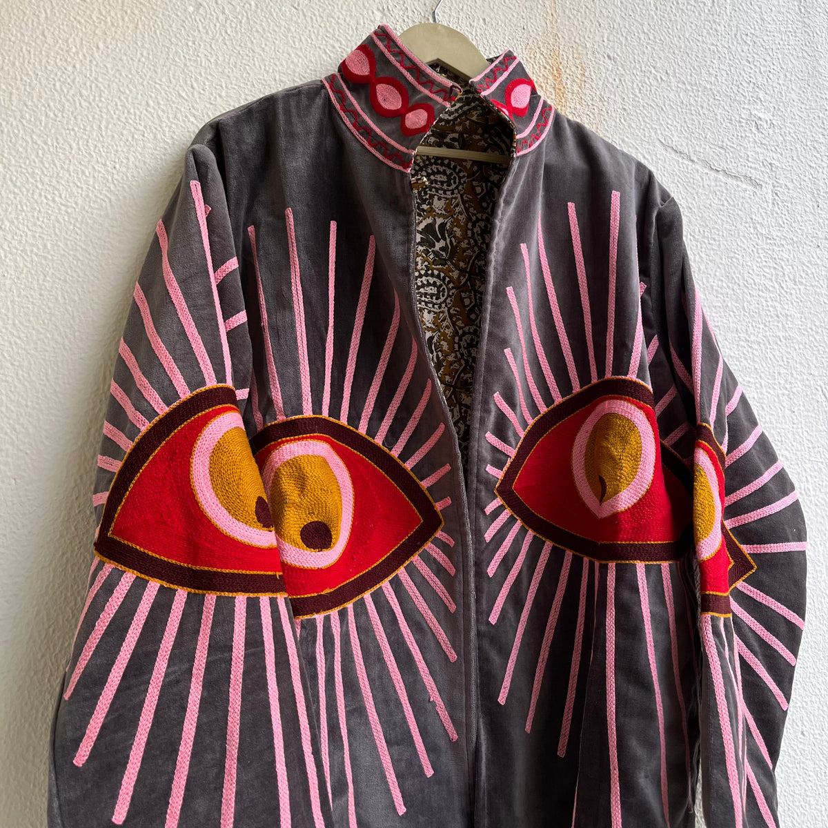 Jaipuri Thread Velvet Jacket- Eye