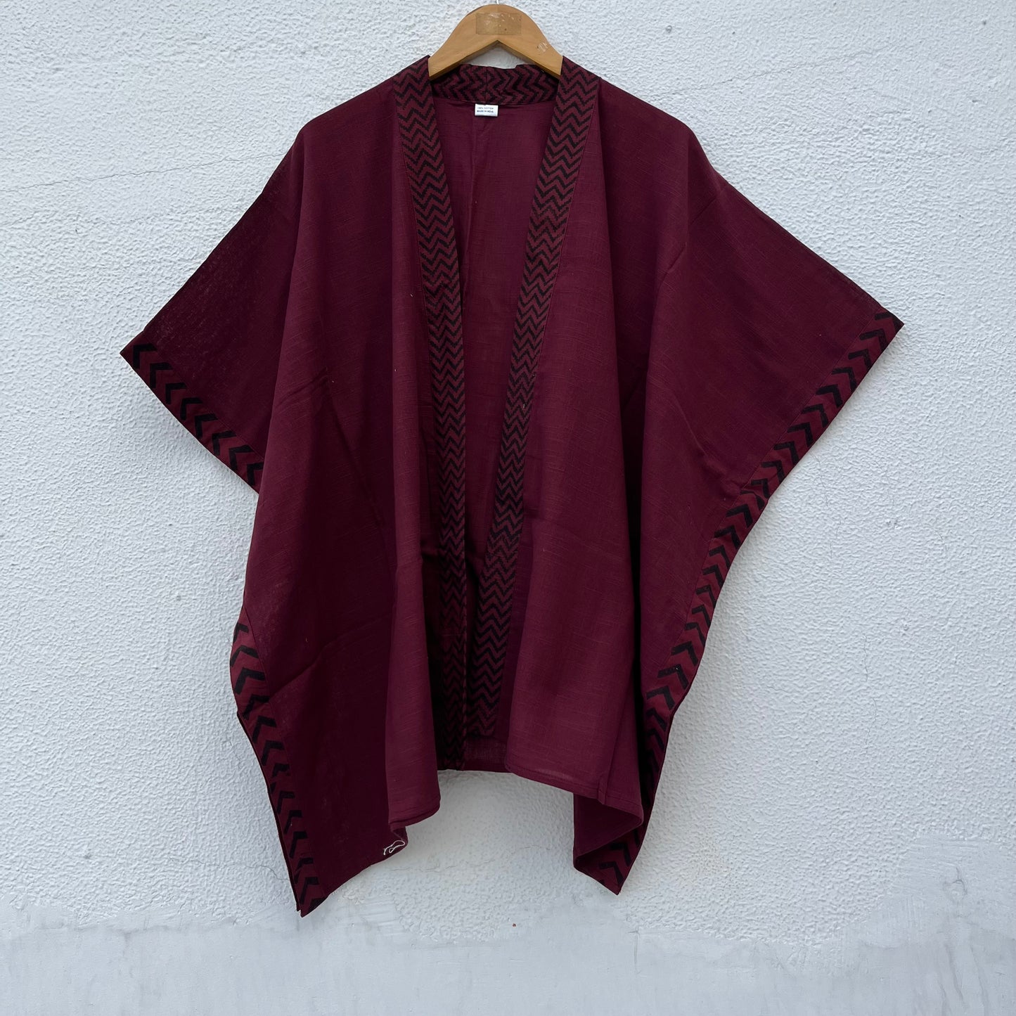 Karwaan Kaftan Cotton Shrug- Wine