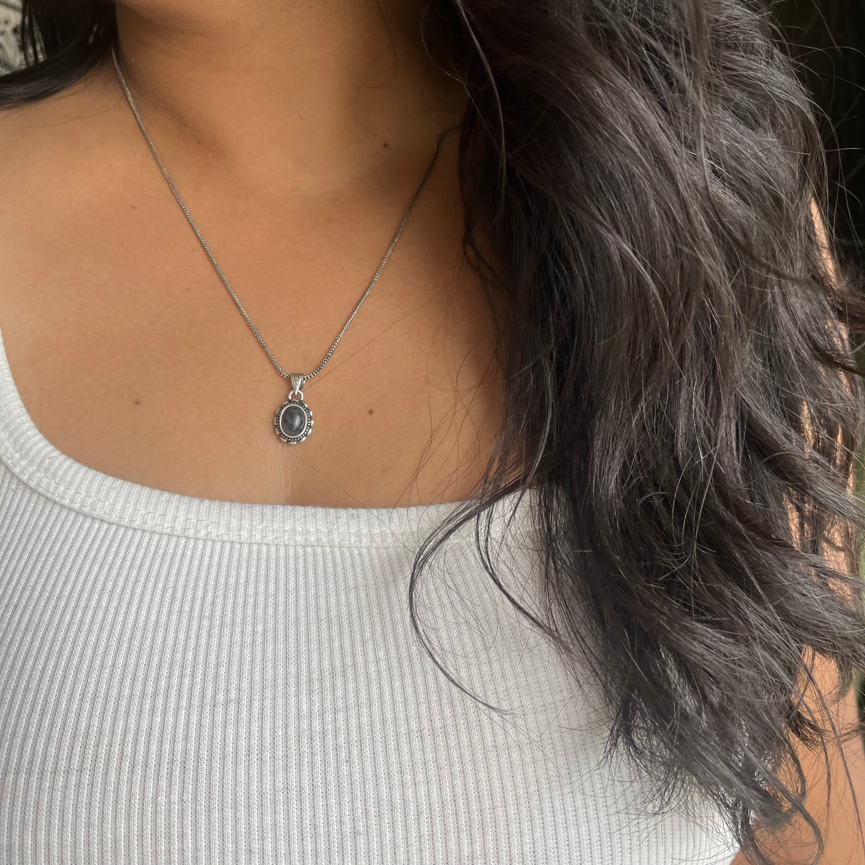 Hematite Stone Pendant & Chain