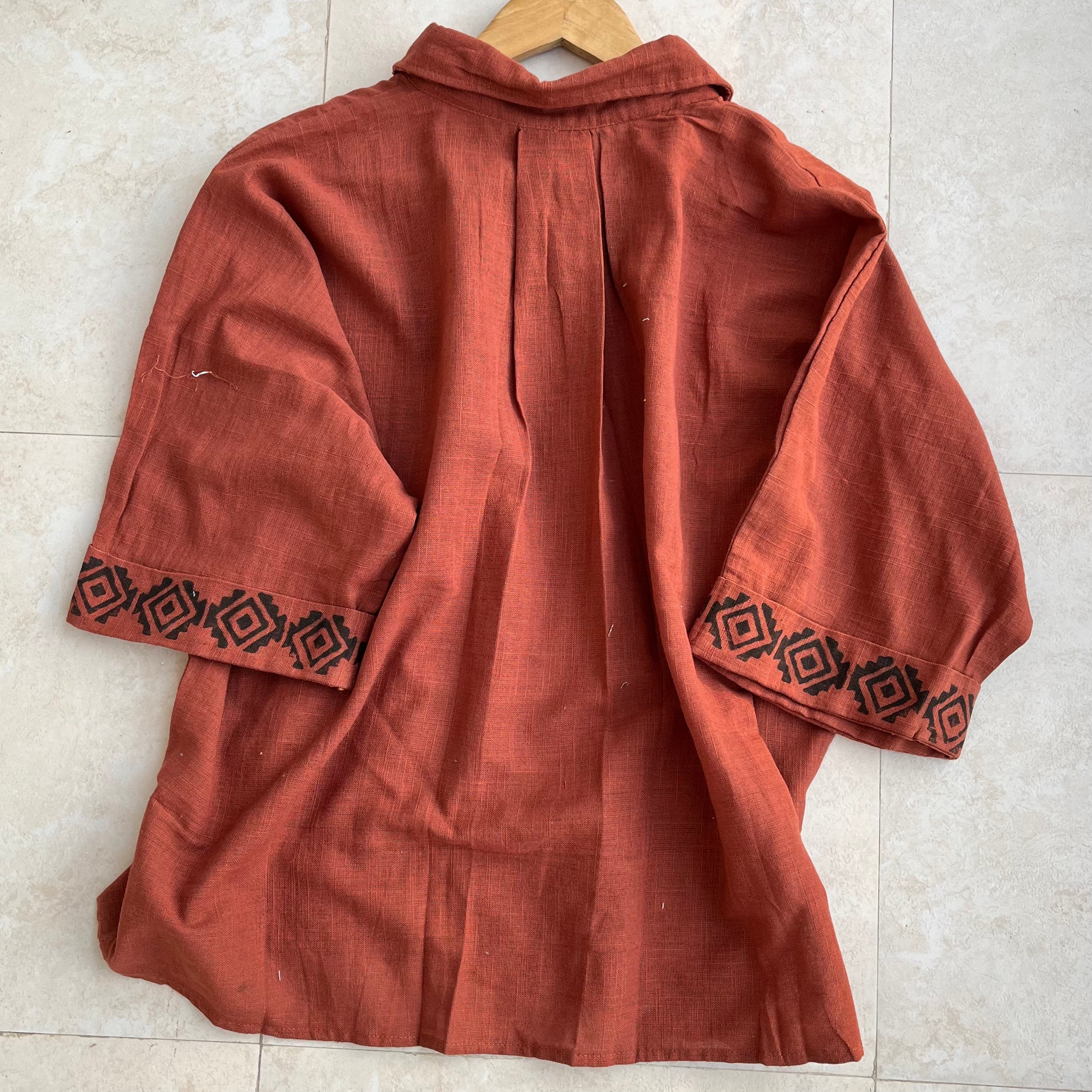 Rahgir Cotton Shirt - Rust Orange