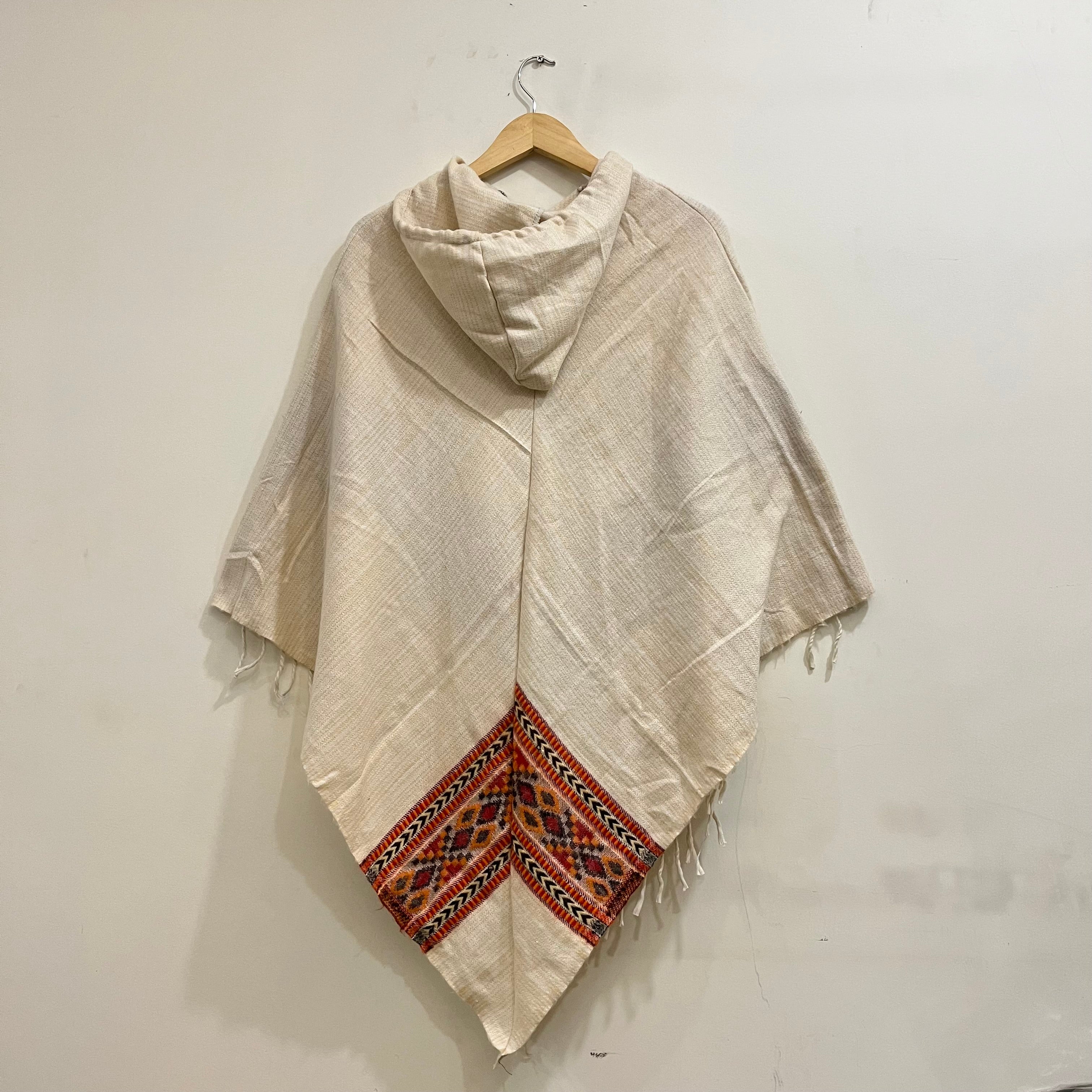 Combo Set - Kullu Poncho + Woollen Pants (Cream)