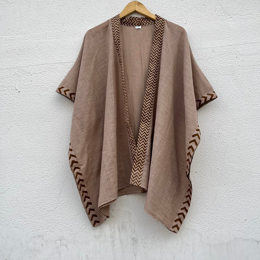 Karwaan Kaftan Cotton Shrug - Light Sand