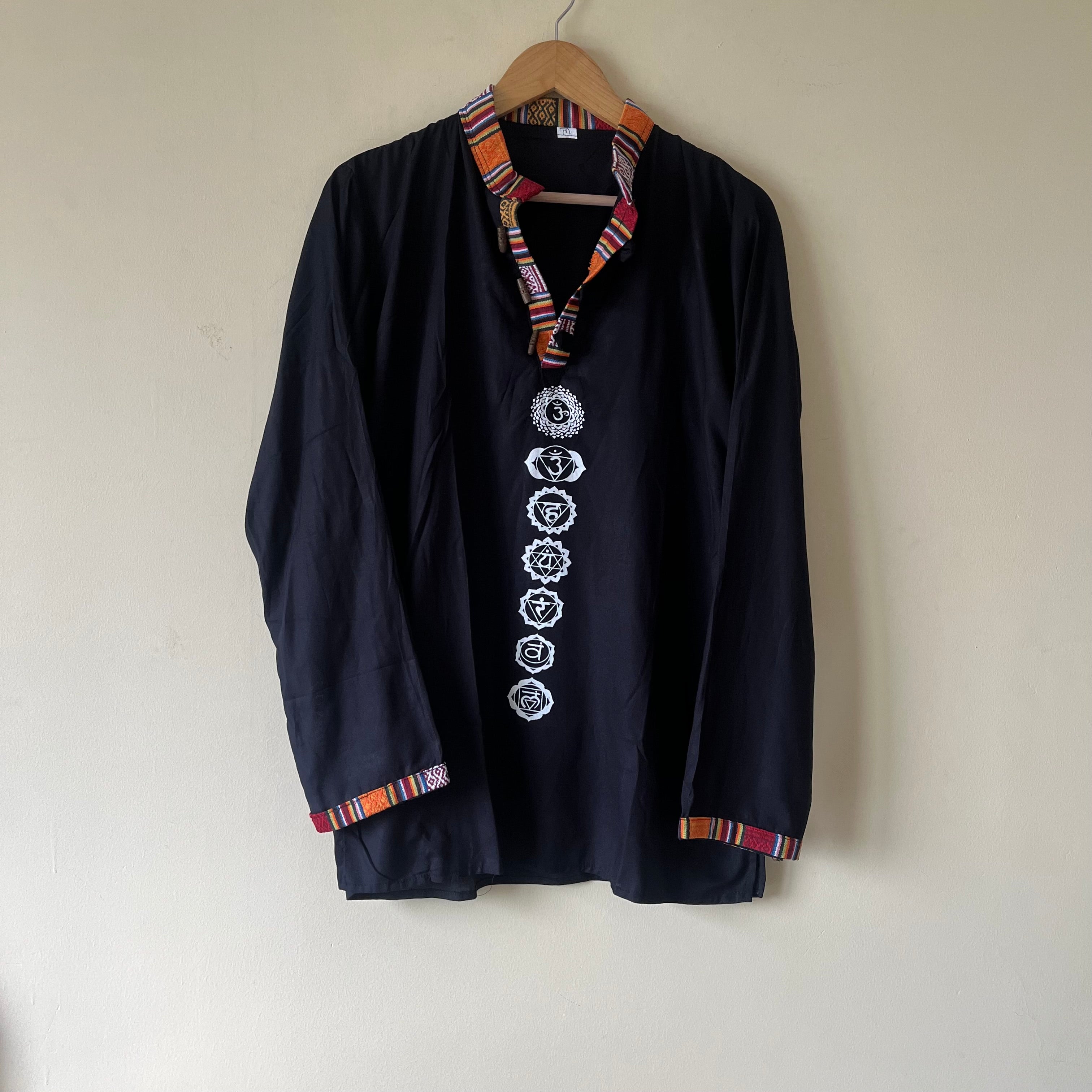 7 Chakra Kurta -Black (White Chakra)