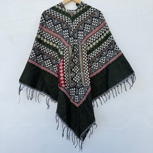 Pahadi Printed Poncho With Hood