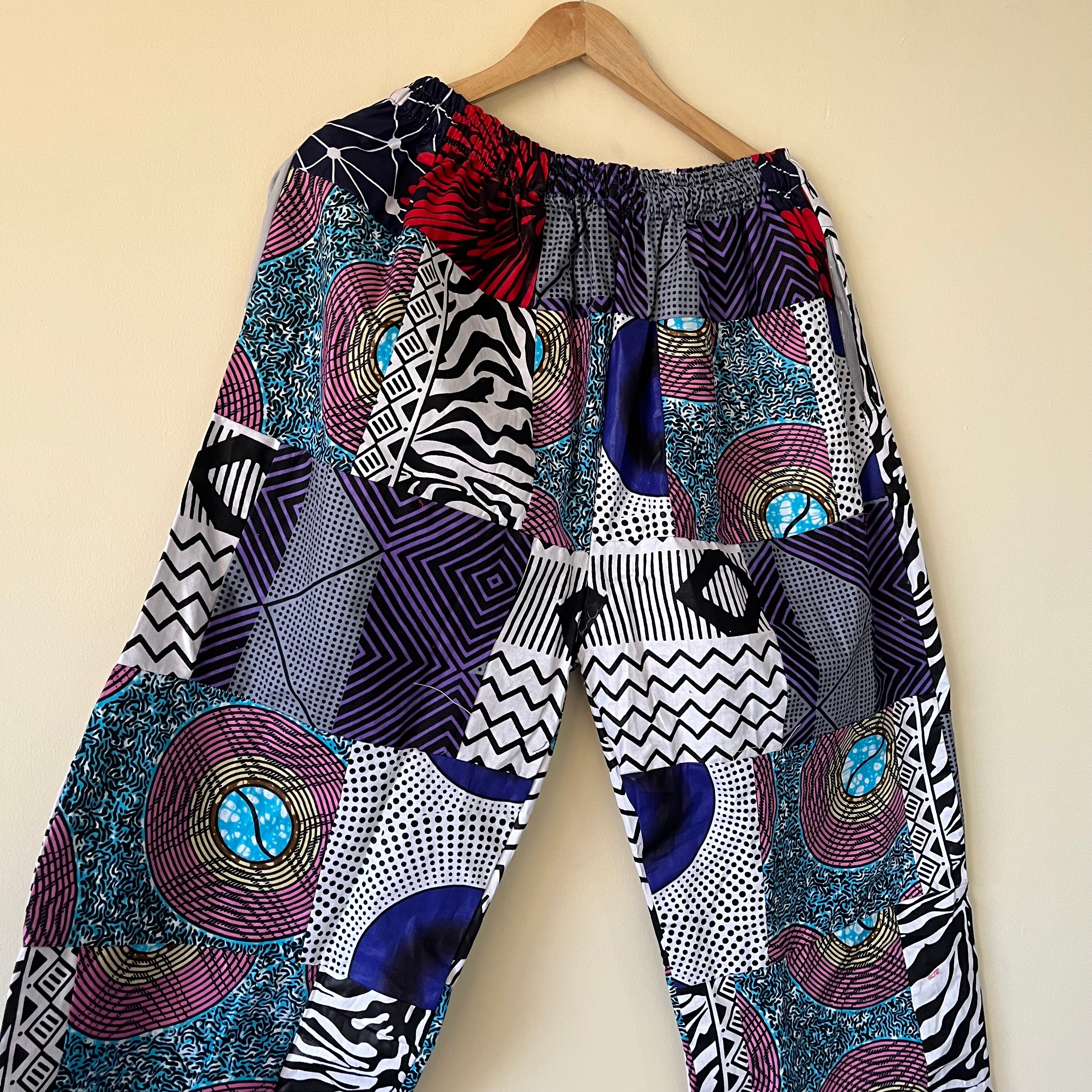 Cotton Patchwork Pants - B&W (Palazzo Style)