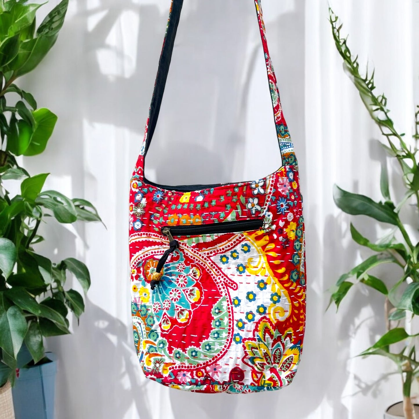 Small Kantha Jhola - Cherry