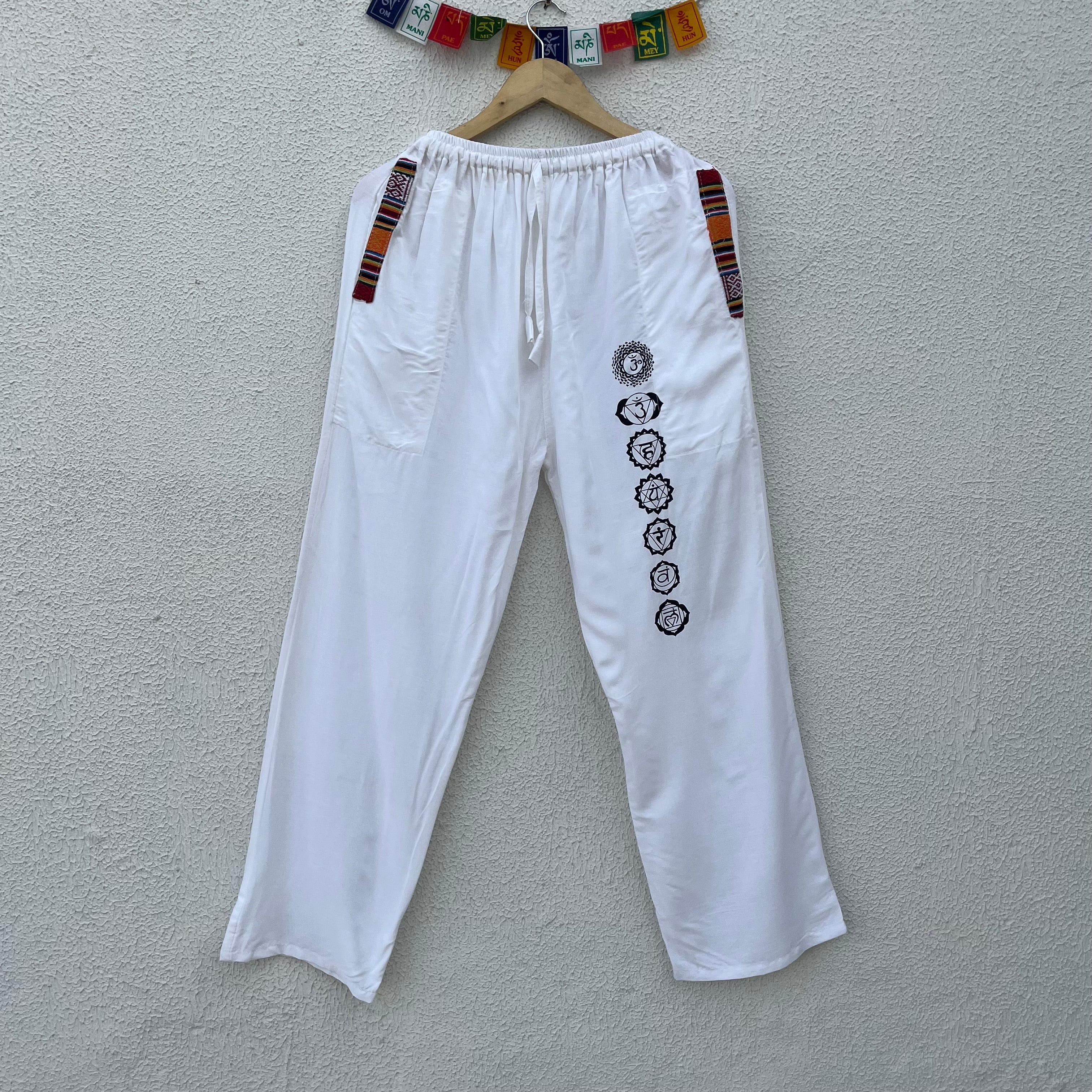 7 Chakra Pants b&w - White