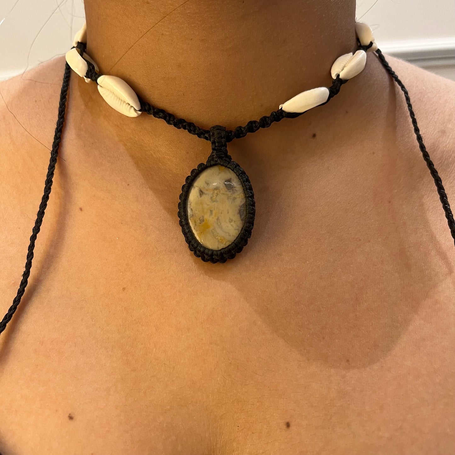 Bohemian Gemstone shell Necklace - Jasper