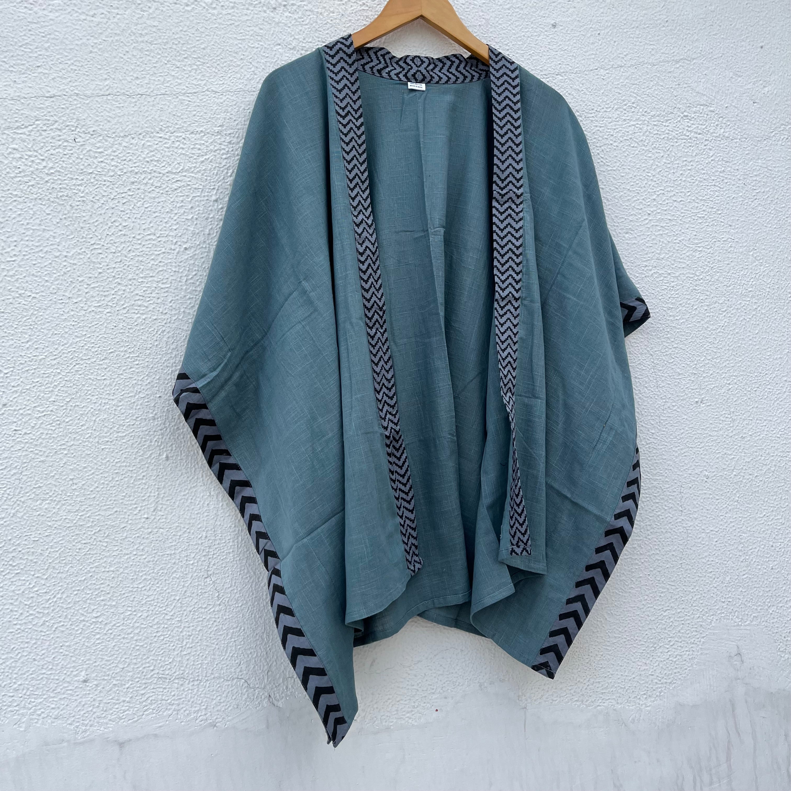 Karwaan Kaftan Cotton Shrug- Teal Blue