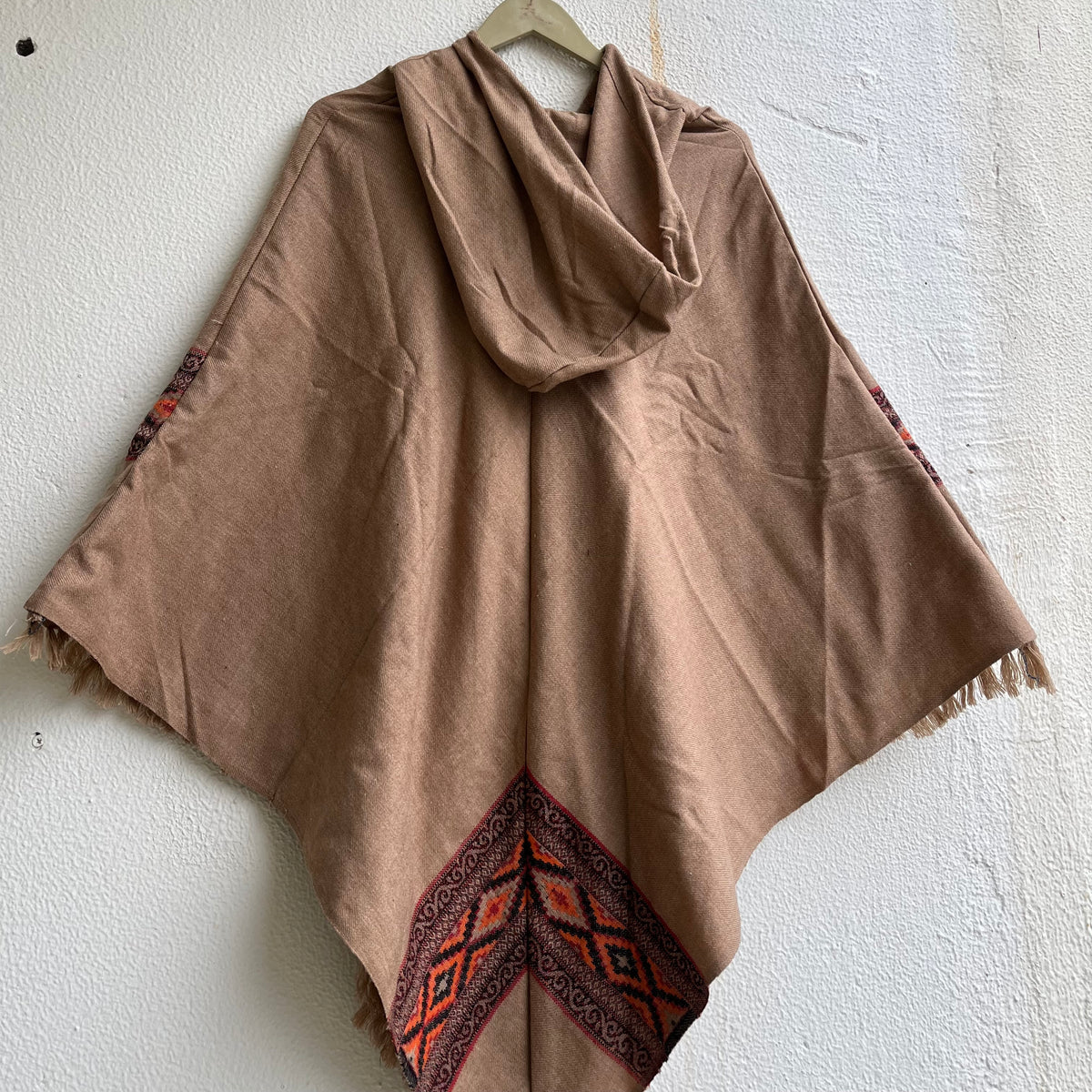 Woollen Pahadi Poncho - Beige