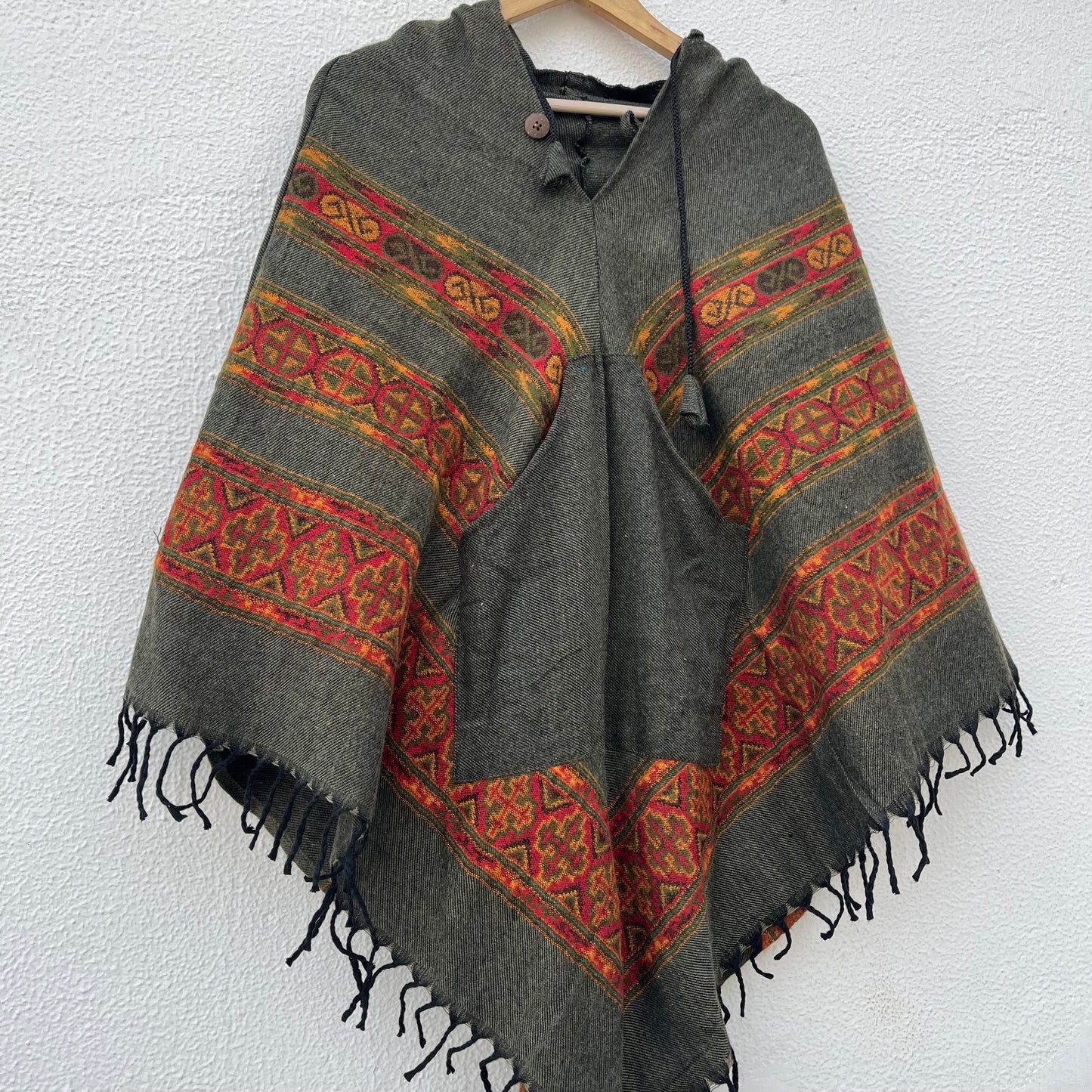 Pahadi Poncho 3 Patti with Hood - Green