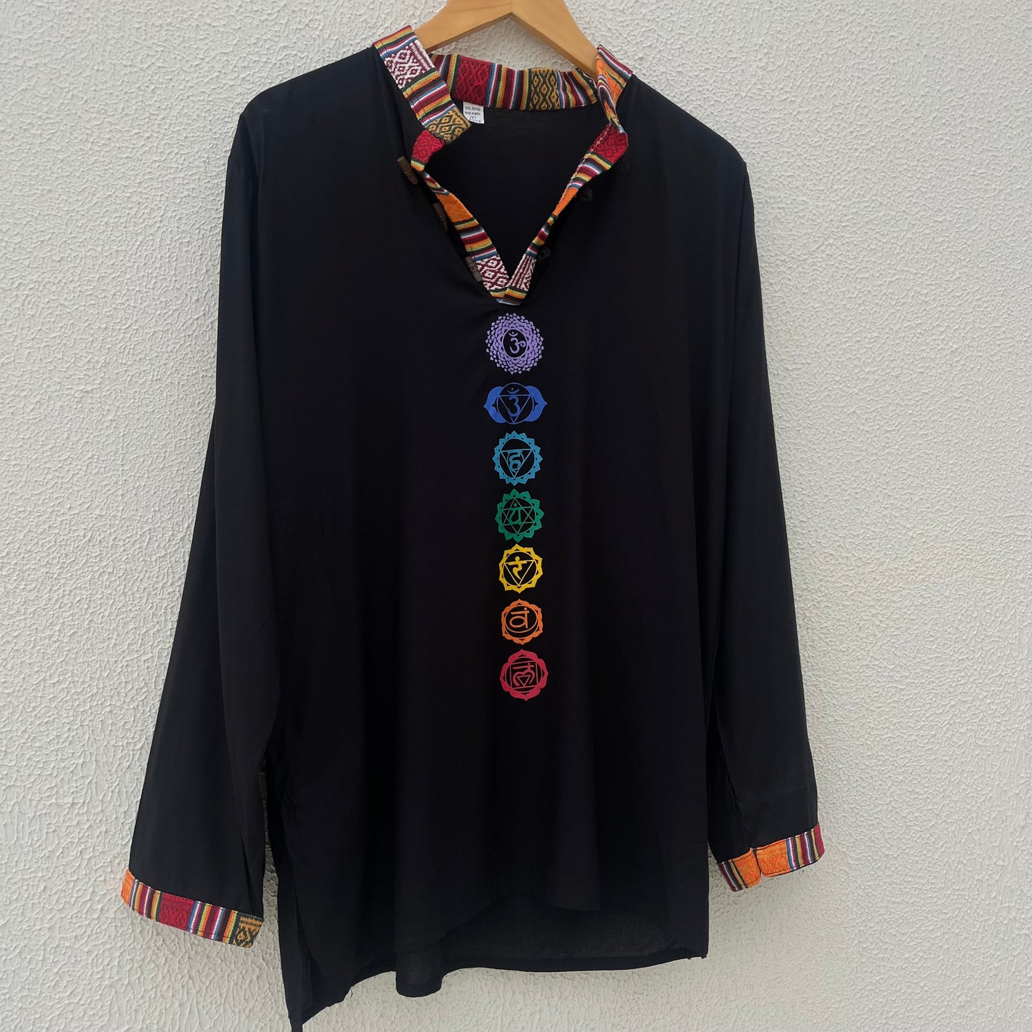 7 Chakra Kurta - Black (Mulicolour Chakra)