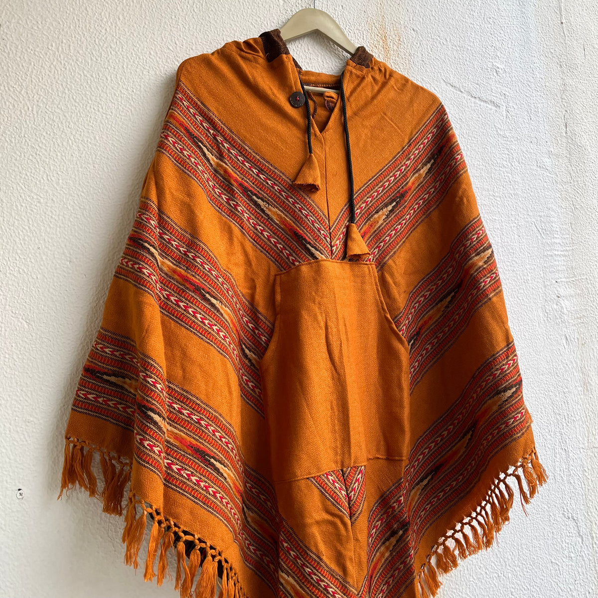 Pahadi Poncho 3 Patti with Hood - Mustard