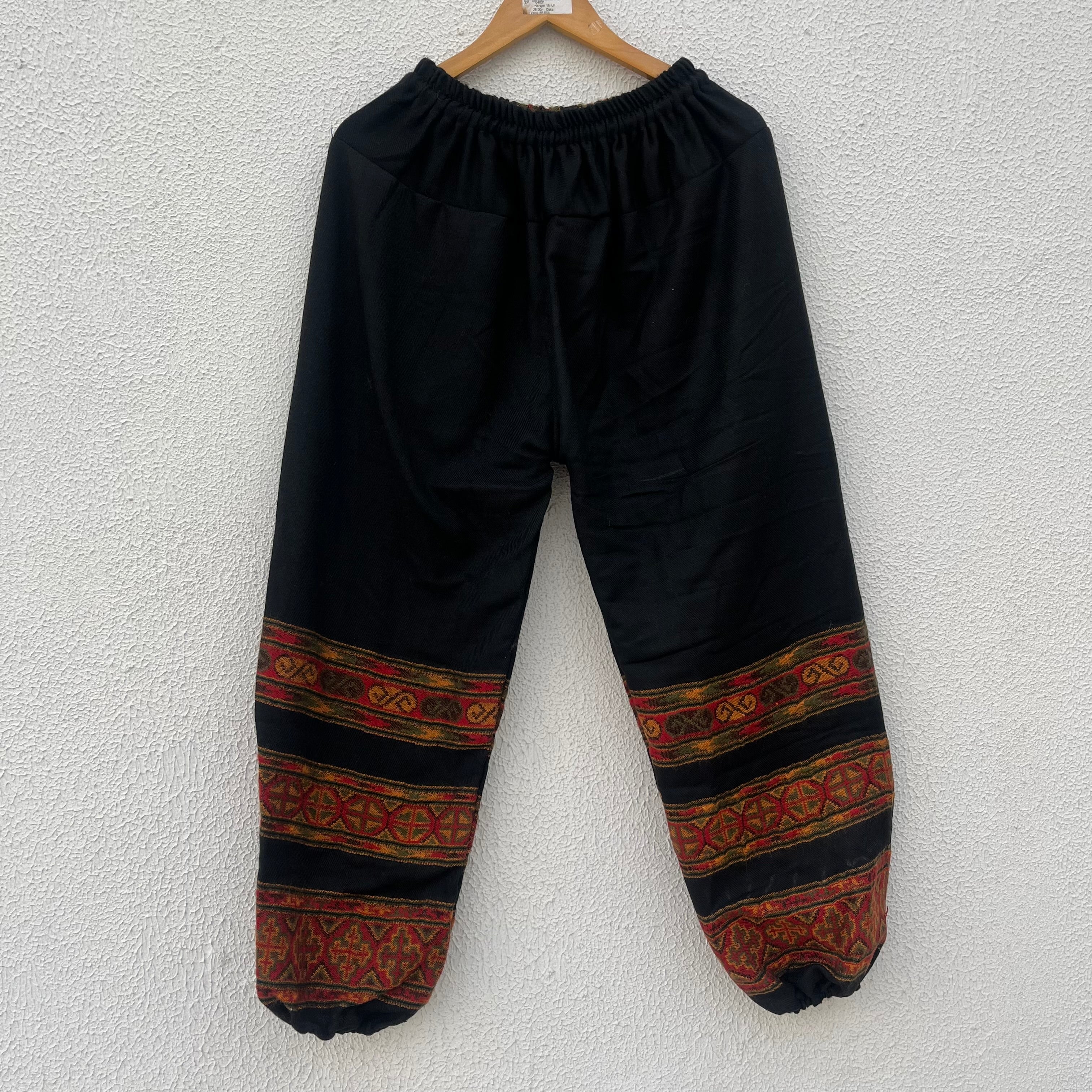 Woollen Kullu 3 Patti Pants- Black