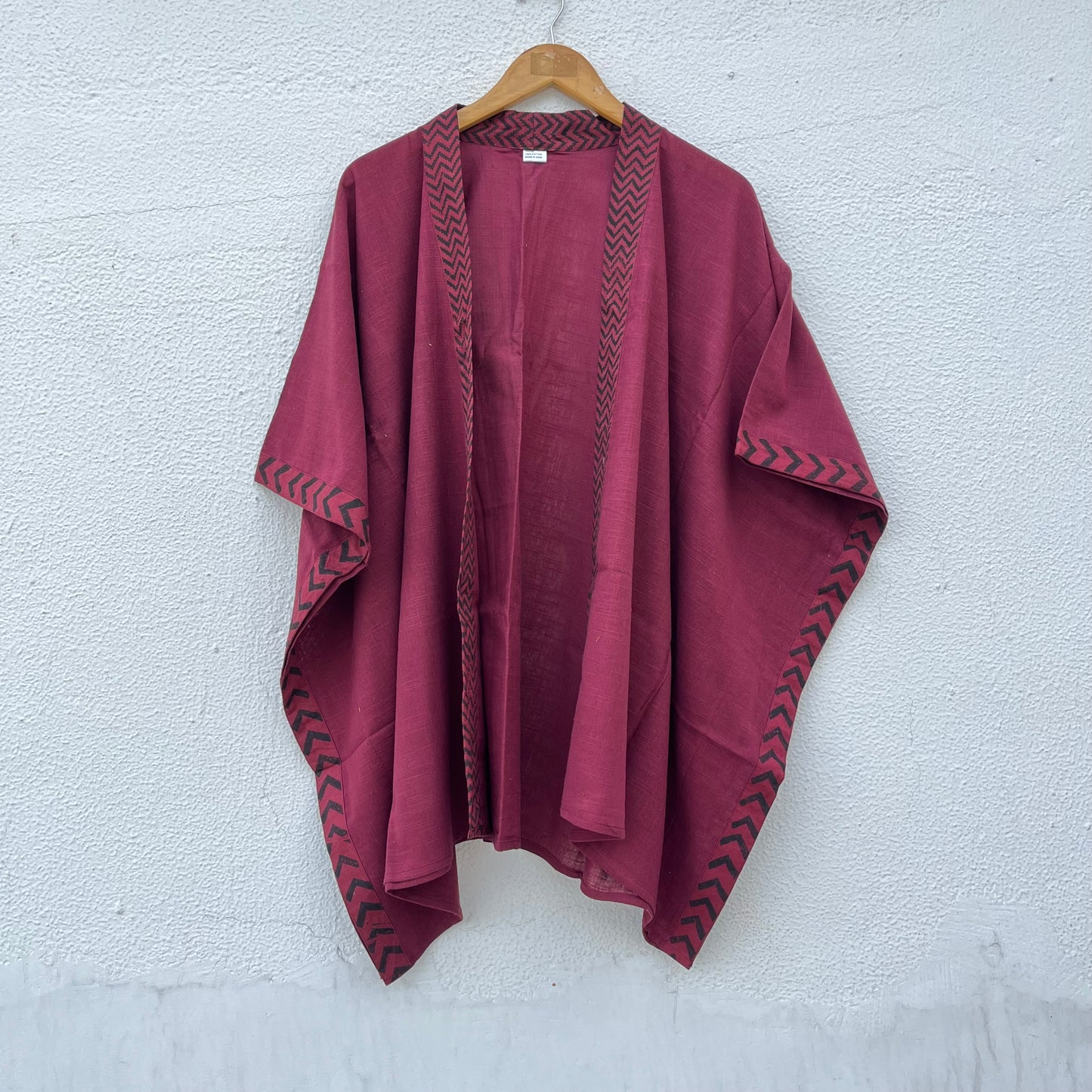 Karwaan Kaftan Cotton Shrug- Wine